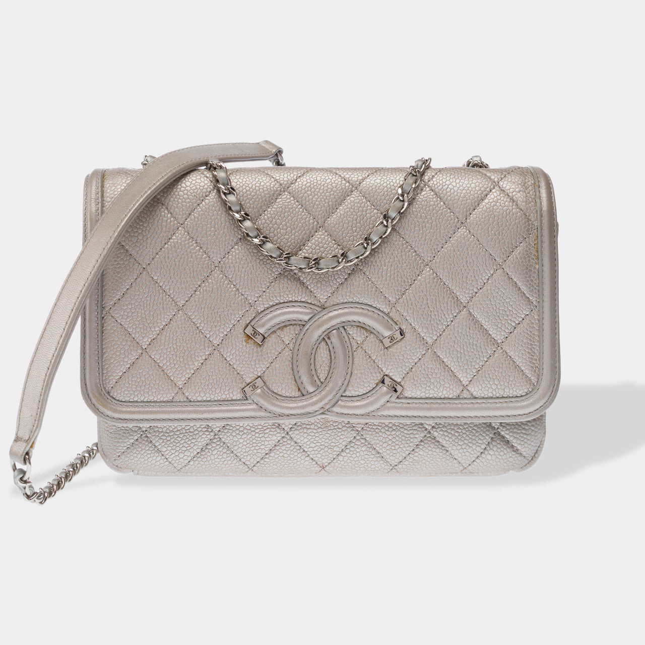 Sac CHANEL en Cuir Argent - 102855