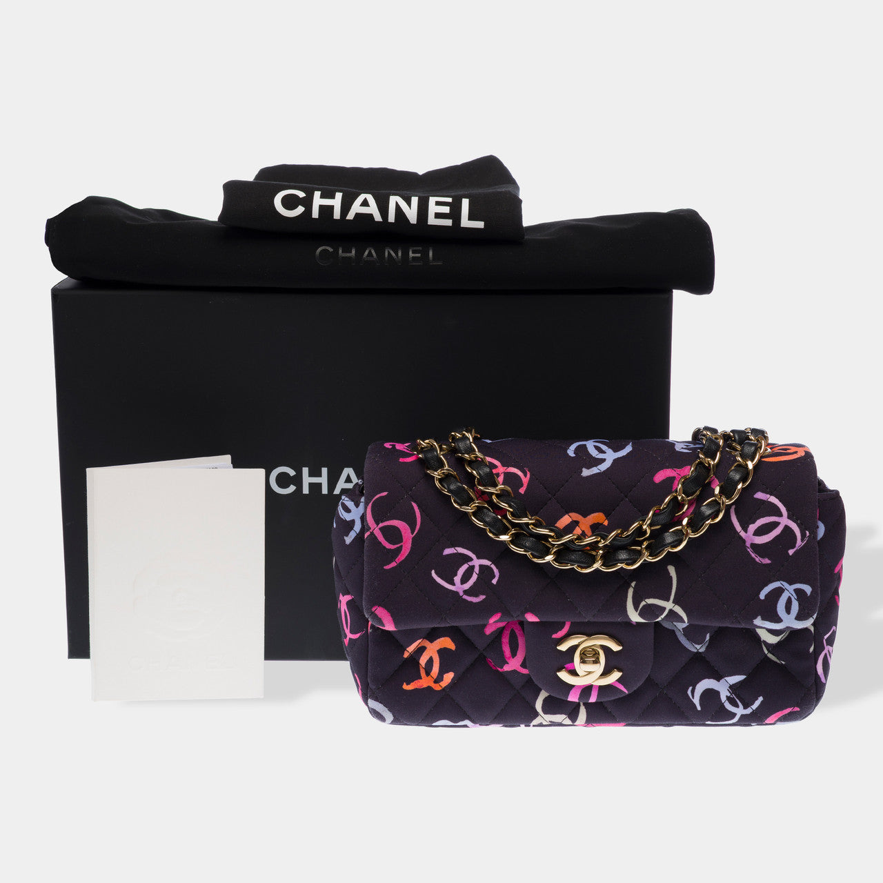 Sac CHANEL Timeless/Classique en Coton Bleu Marine - 102900