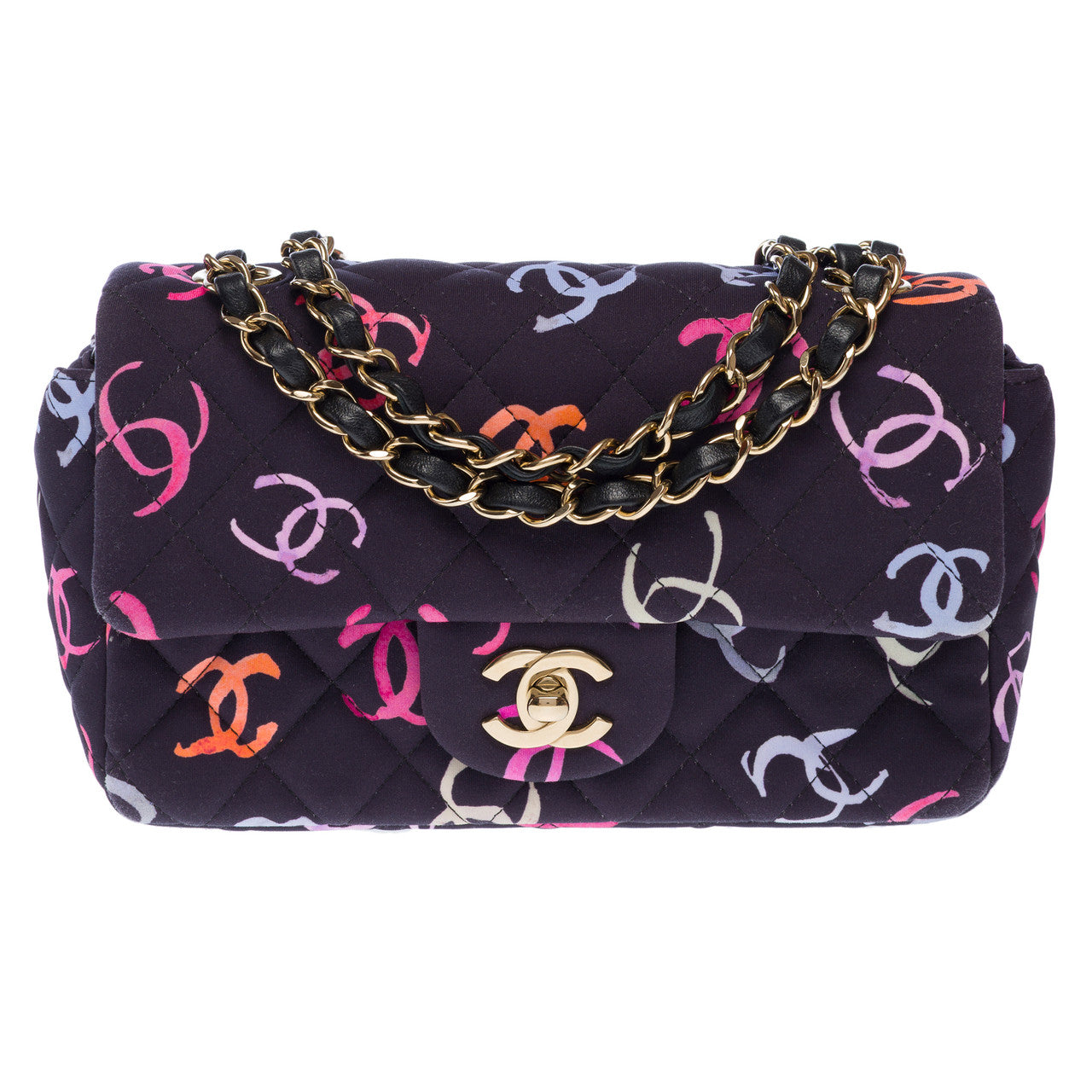 Sac CHANEL Timeless/Classique en Coton Bleu Marine - 102900