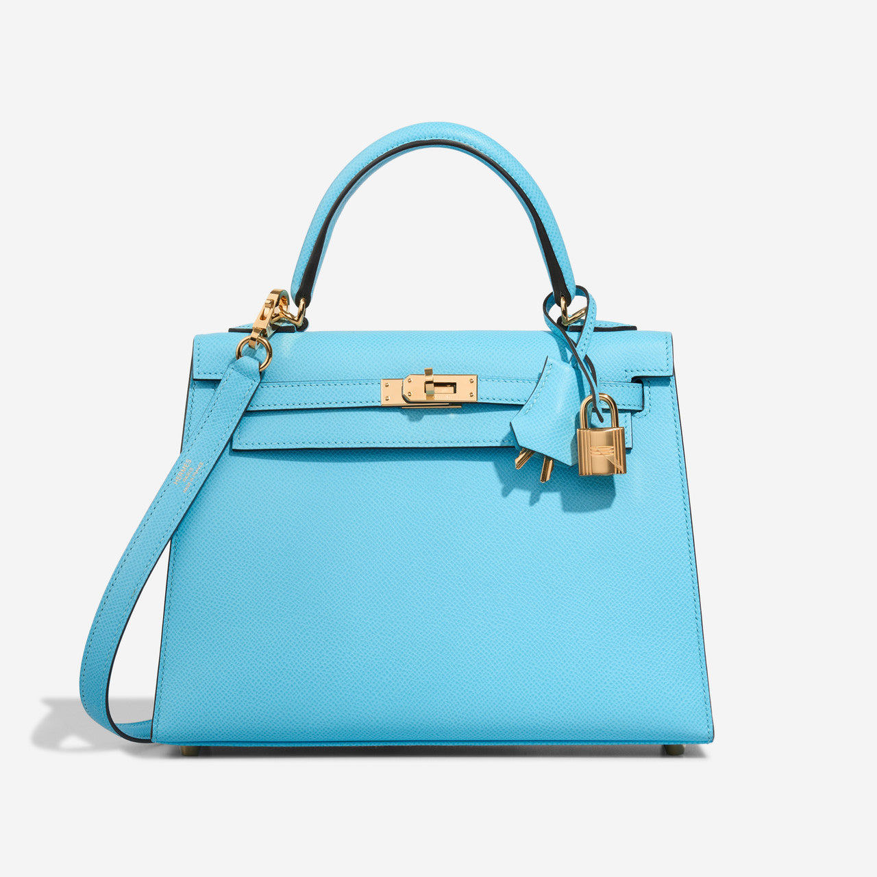 Sac HERMES Kelly 25 en Cuir Bleu - 102881