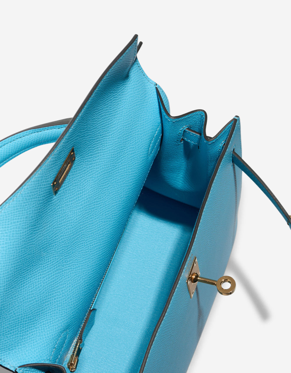 Sac HERMES Kelly 25 en Cuir Bleu - 102881