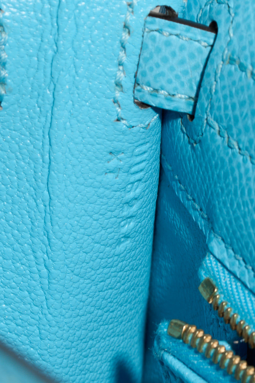 Sac HERMES Kelly 25 en Cuir Bleu - 102881