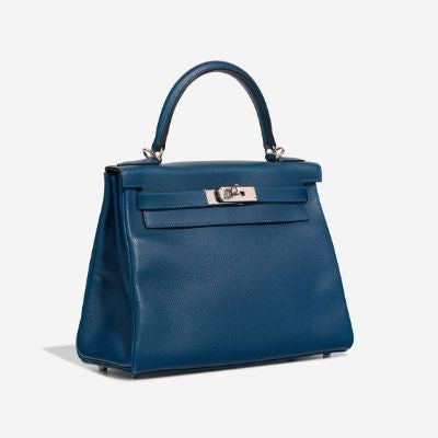 Sac HERMES Kelly 28 en Cuir Bleu - 102877