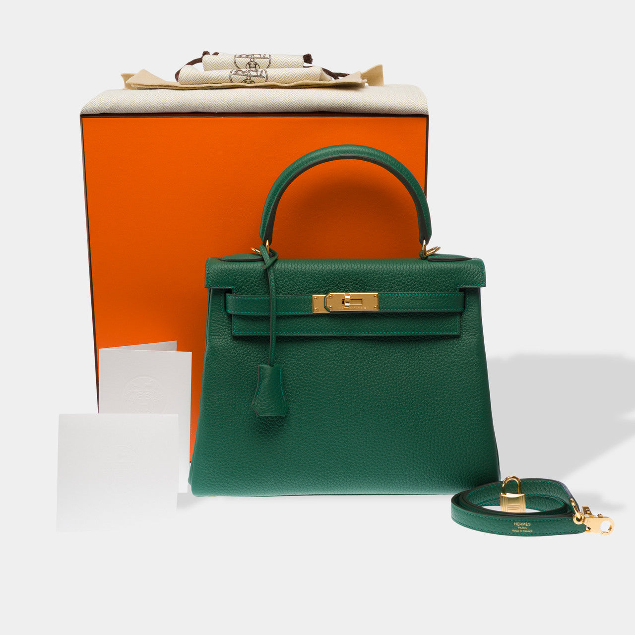Sac HERMES Kelly 28 en Cuir Vert - 102914
