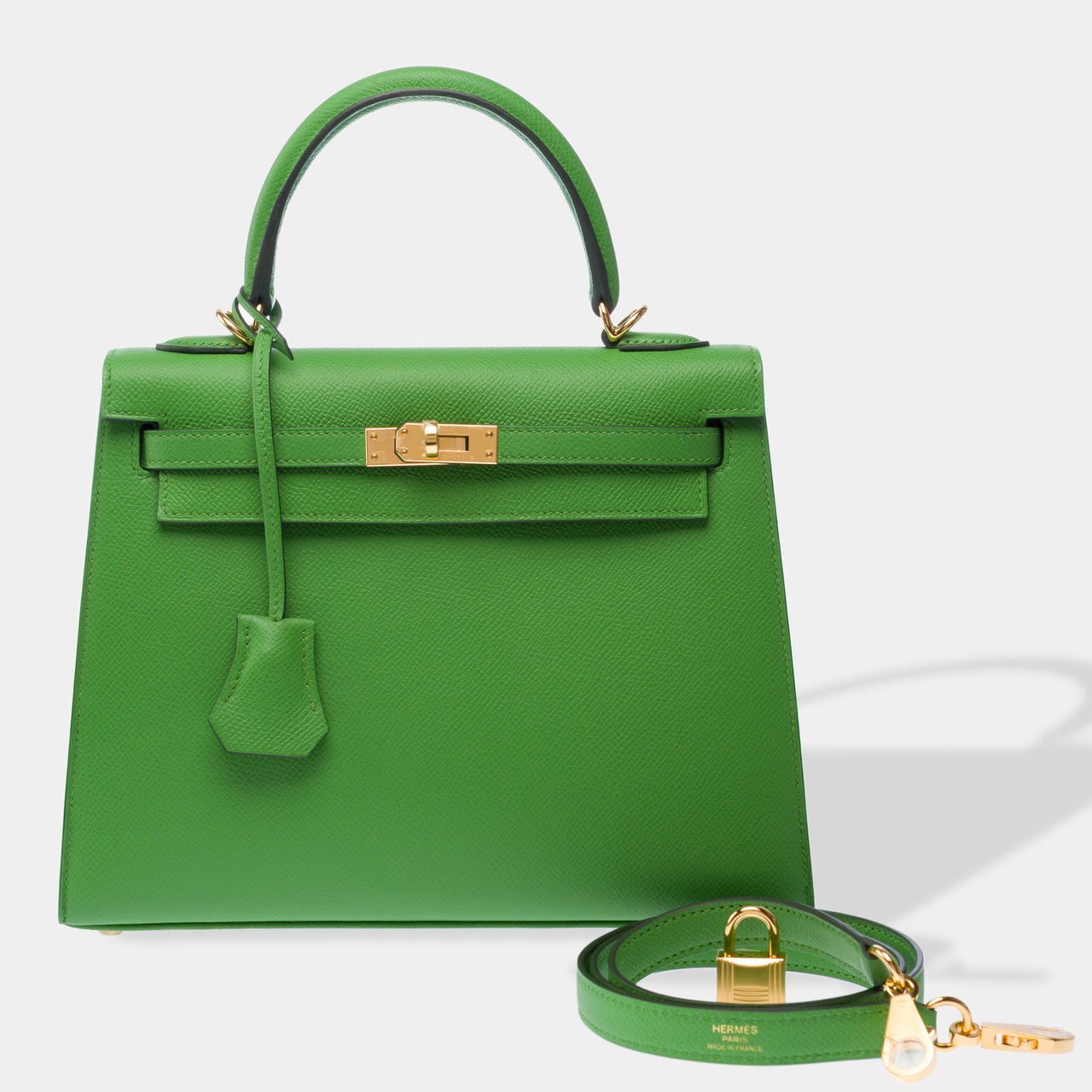 Sac HERMES Kelly 25 en Cuir Vert - 102954