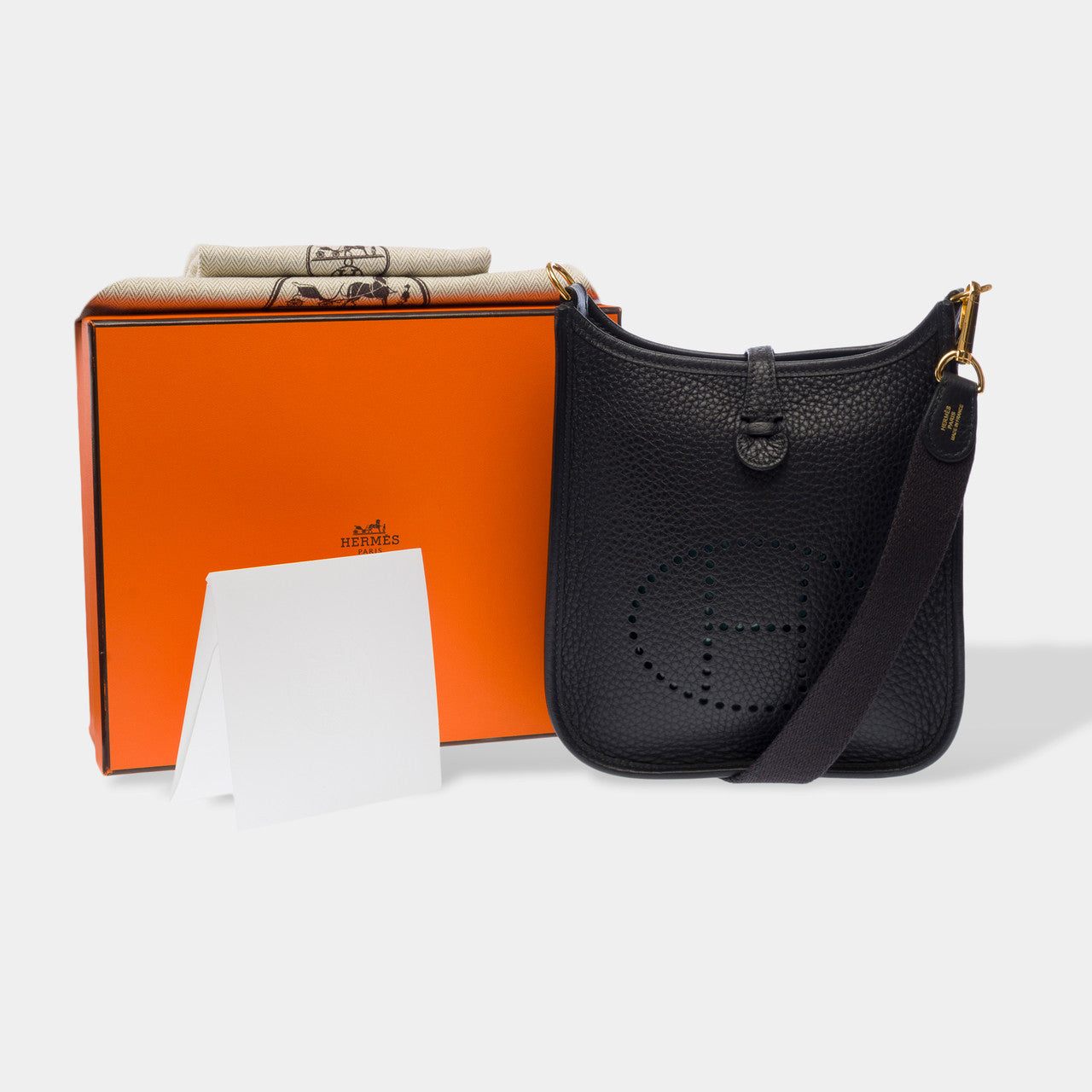 Sac HERMES Evelyne en Cuir Bleu Marine - 102962