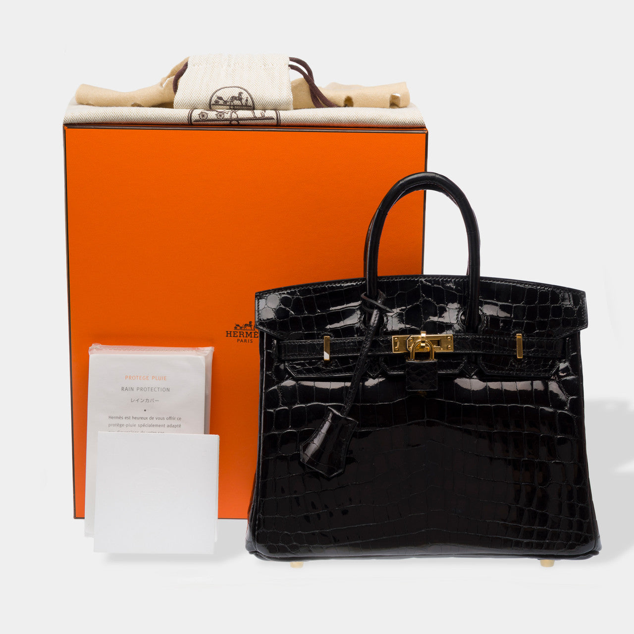 Sac HERMES Birkin 25 en Crocodile Noir - 102971