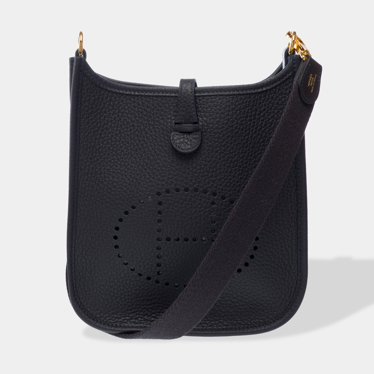 Sac HERMES Mini Evelyne en Cuir Bleu Marine - 102966