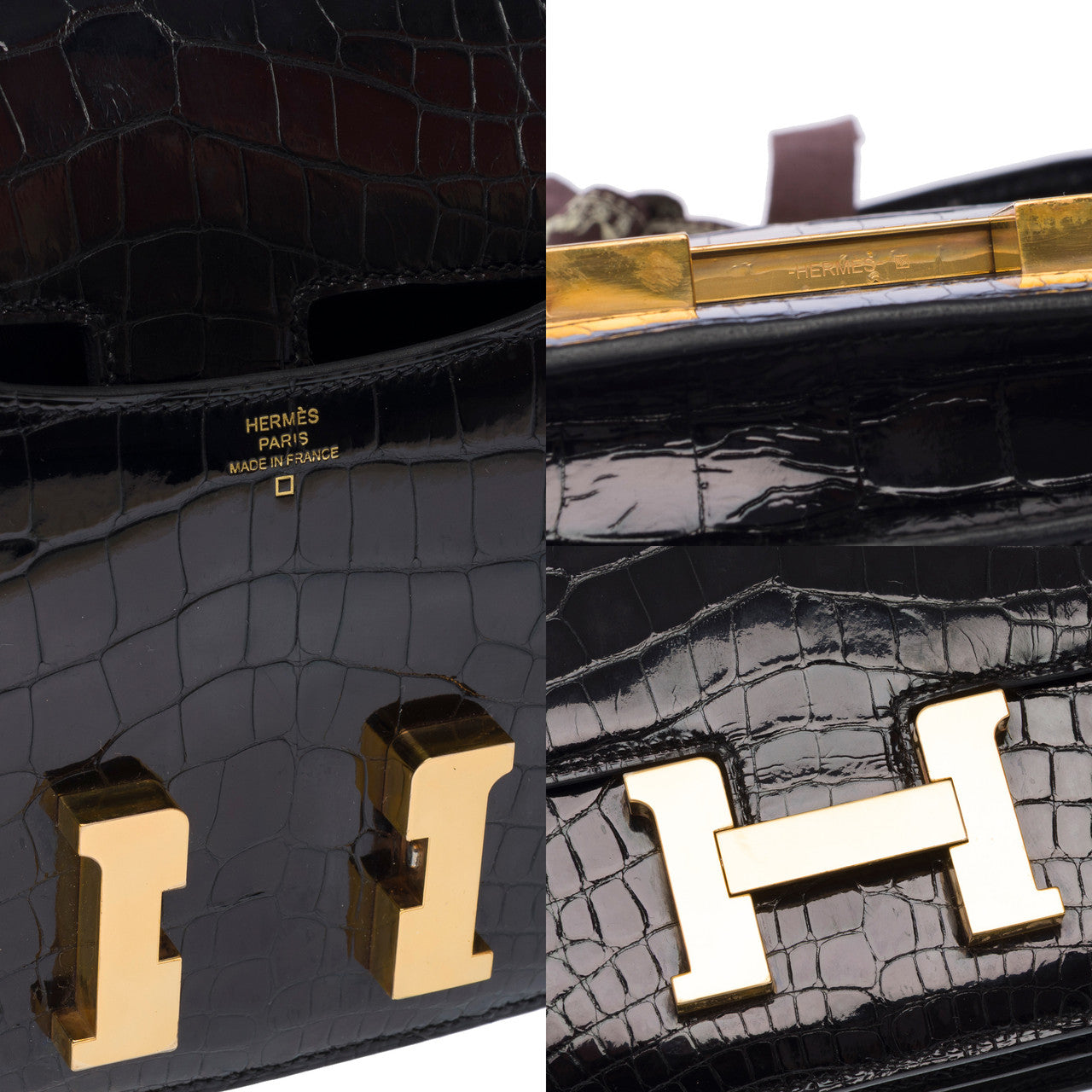Sac HERMES Constance en Cuirs exotiques Noir - 103009