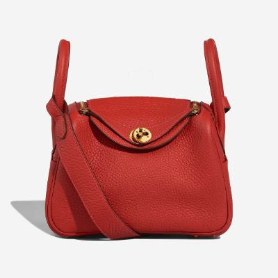 Sac HERMES Lindy en Cuir Rouge - 102995