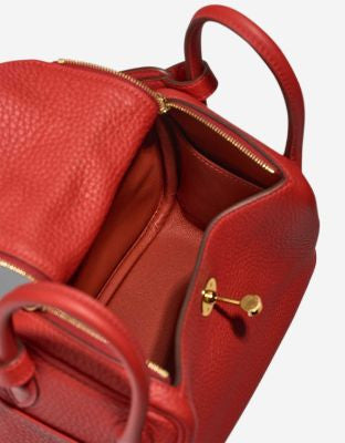 Sac HERMES Lindy en Cuir Rouge - 102995