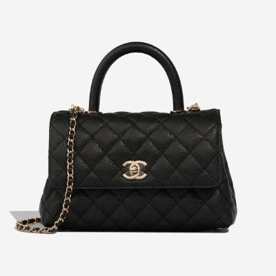 Sac CHANEL Coco Handle en Cuir Noir - 102978