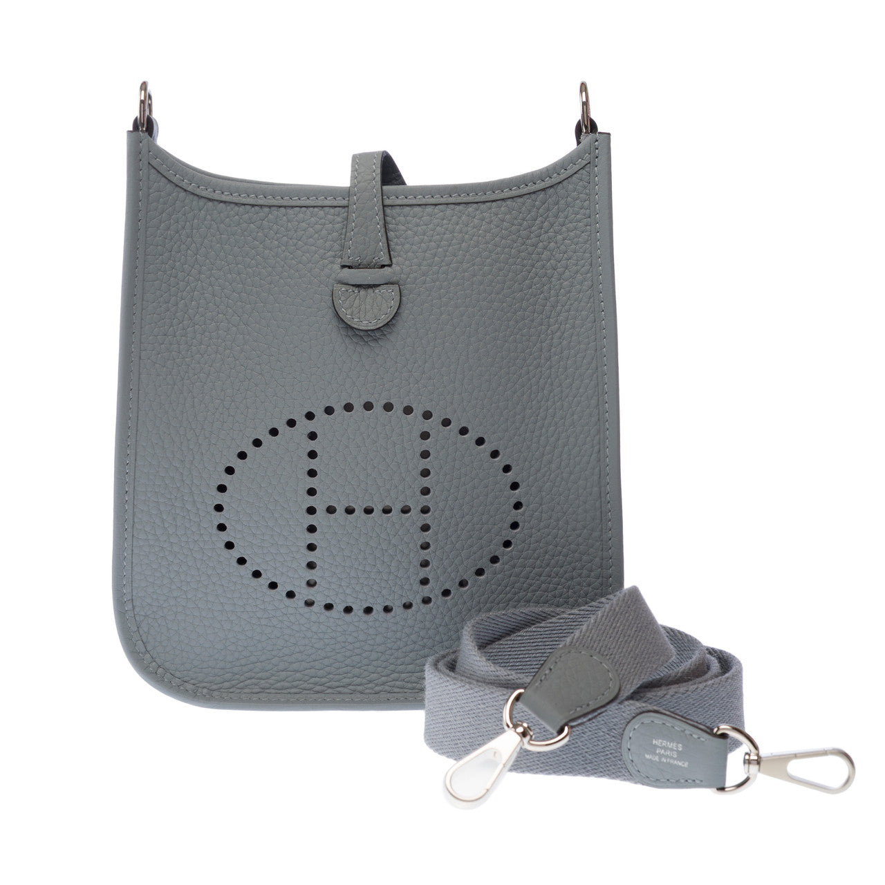 Sac HERMES Mini Evelyne en Cuir Gris - 103020