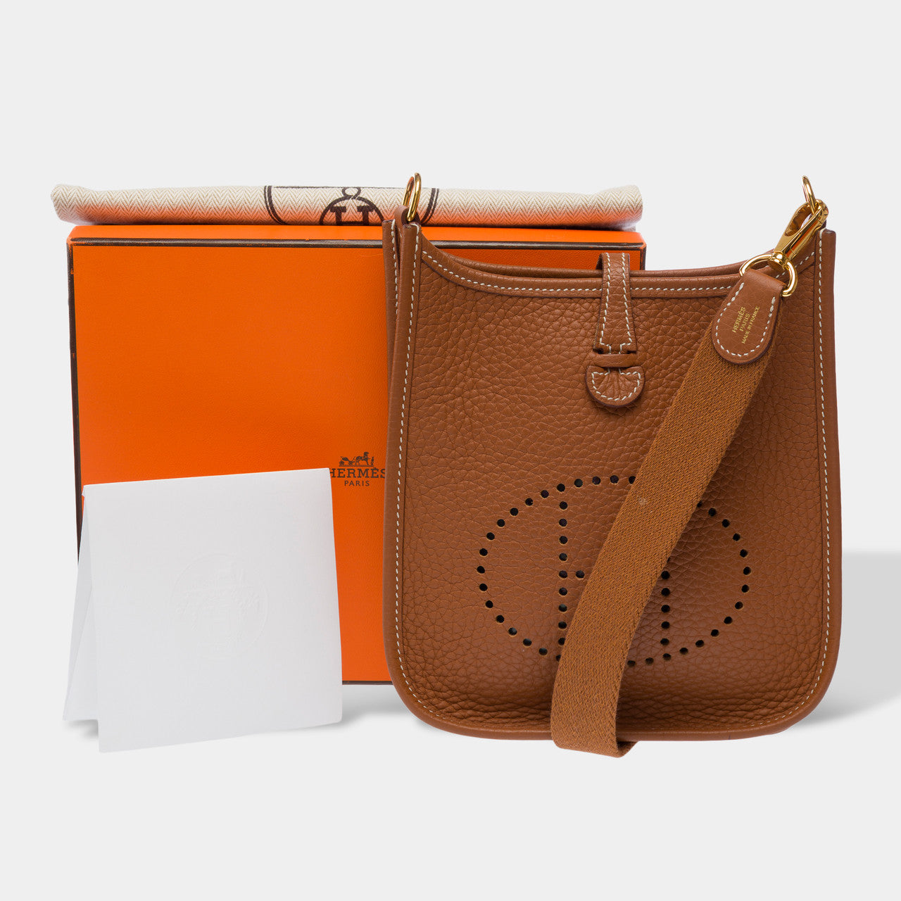 Sac HERMES Mini Evelyne en Cuir Doré - 103049