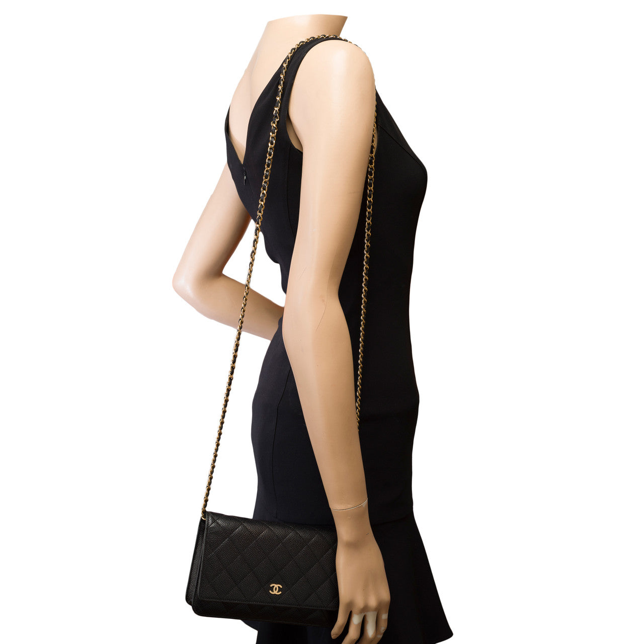 Sac CHANEL Wallet on Chain en Cuir Noir - 103062