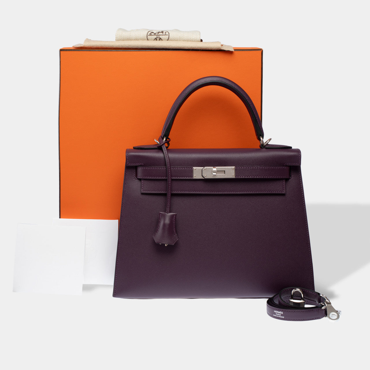 Sac HERMES Kelly 28 en Cuir Violet - 103085