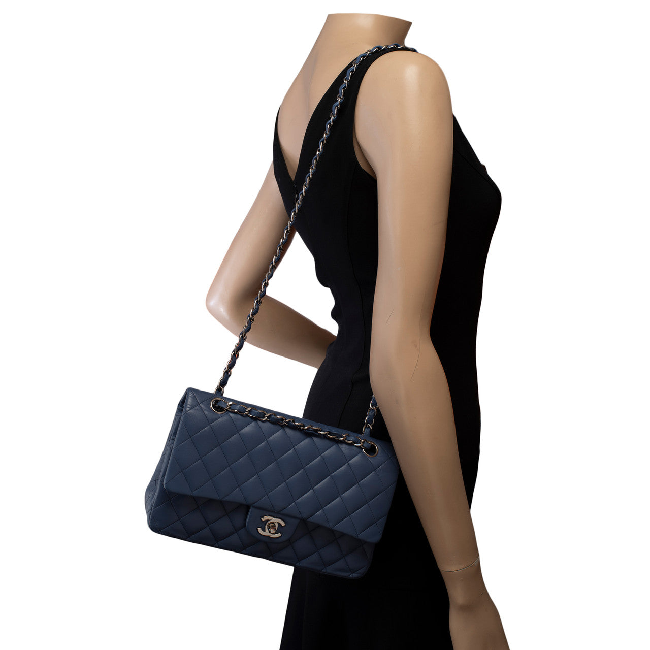 Sac CHANEL Timeless/Classique en Cuir Bleu - 103058