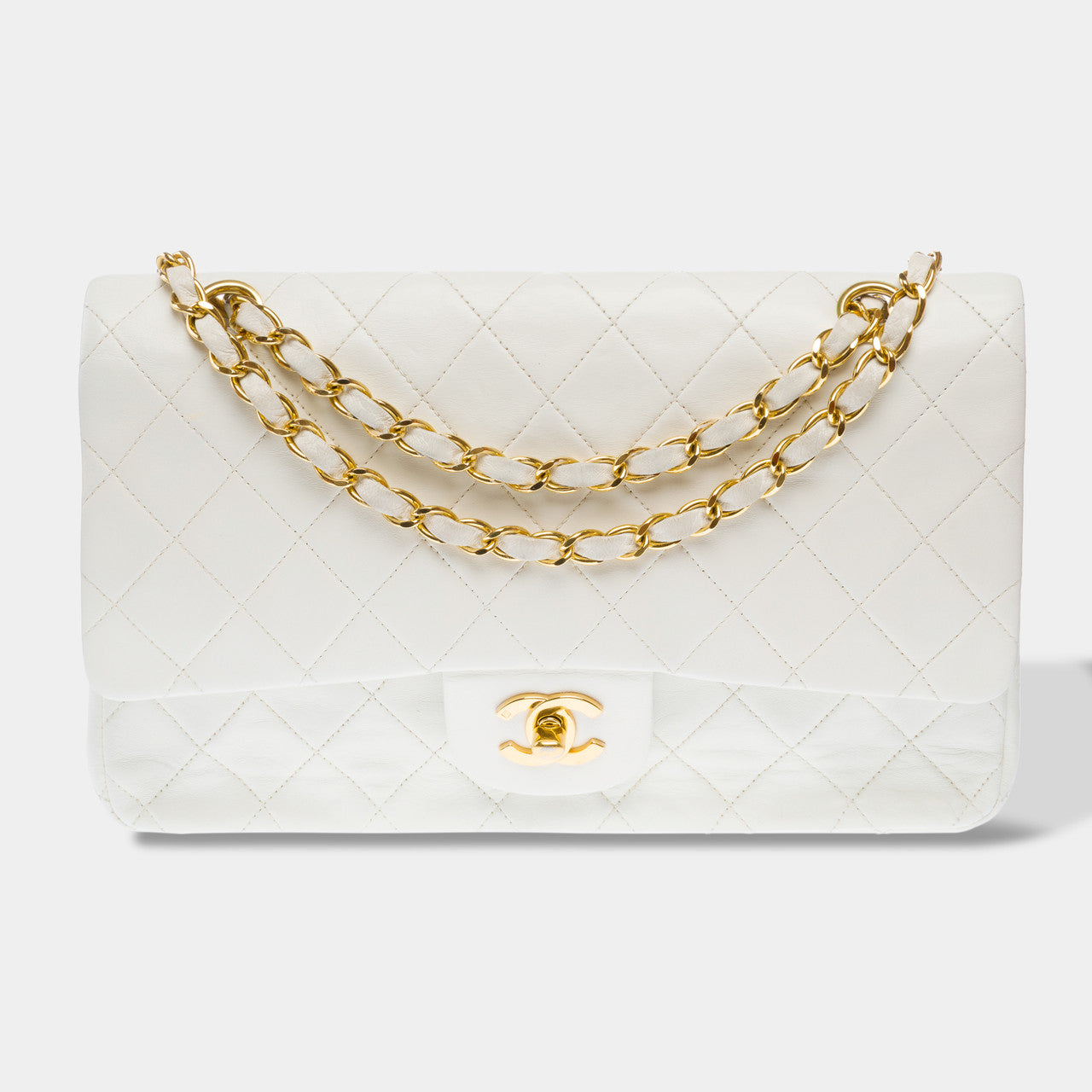 Sac CHANEL Timeless/Classique en Cuir Blanc - 103128