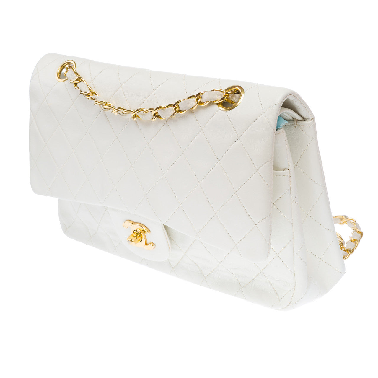 Sac CHANEL Timeless/Classique en Cuir Blanc - 103128