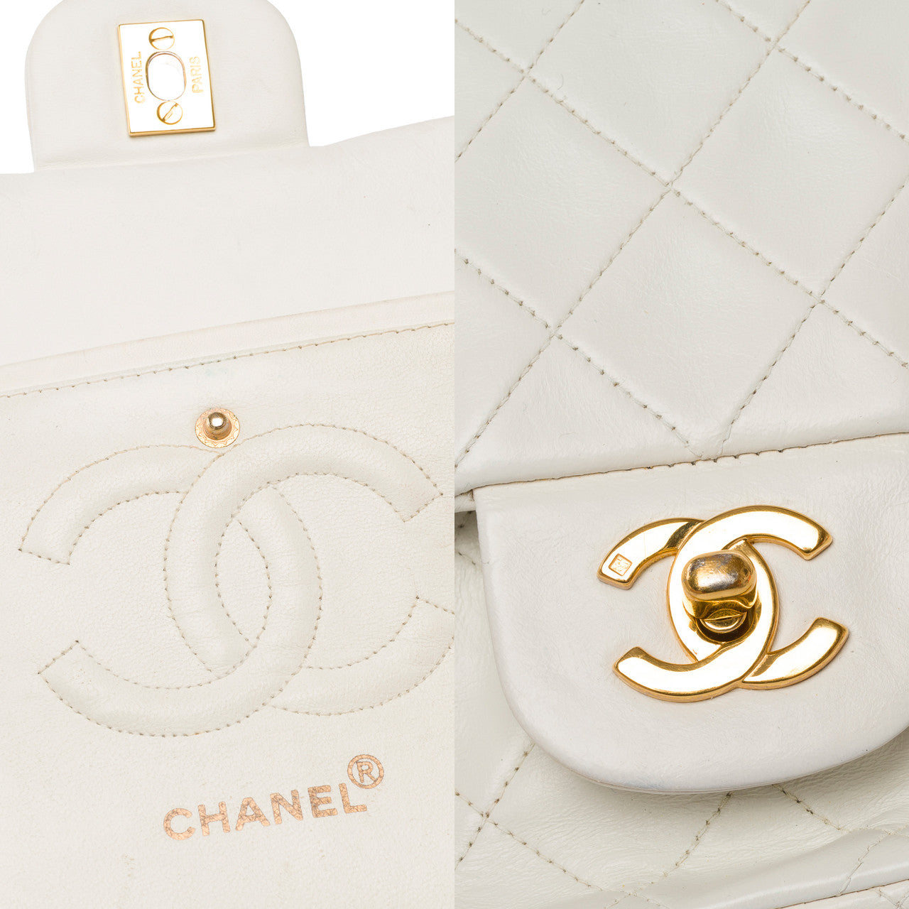 Sac CHANEL Timeless/Classique en Cuir Blanc - 103128