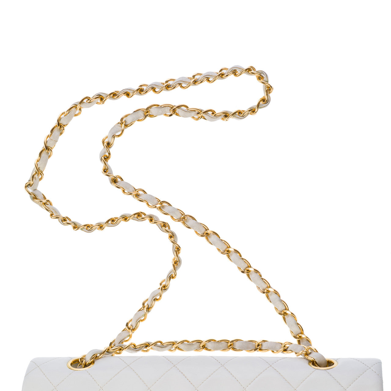 Sac CHANEL Timeless/Classique en Cuir Blanc - 103128
