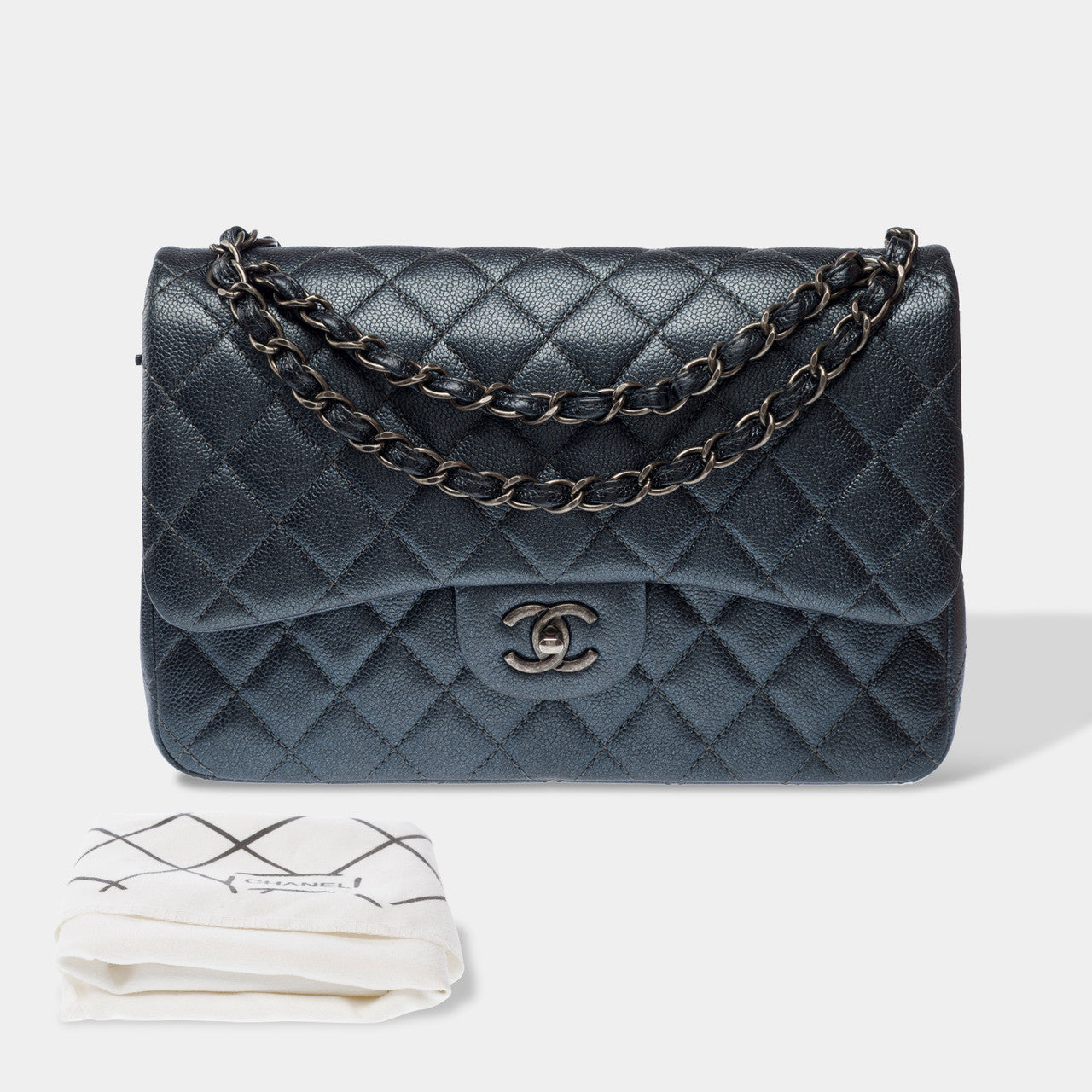 Sac CHANEL Timeless/Classique en Cuir Gris - 103165