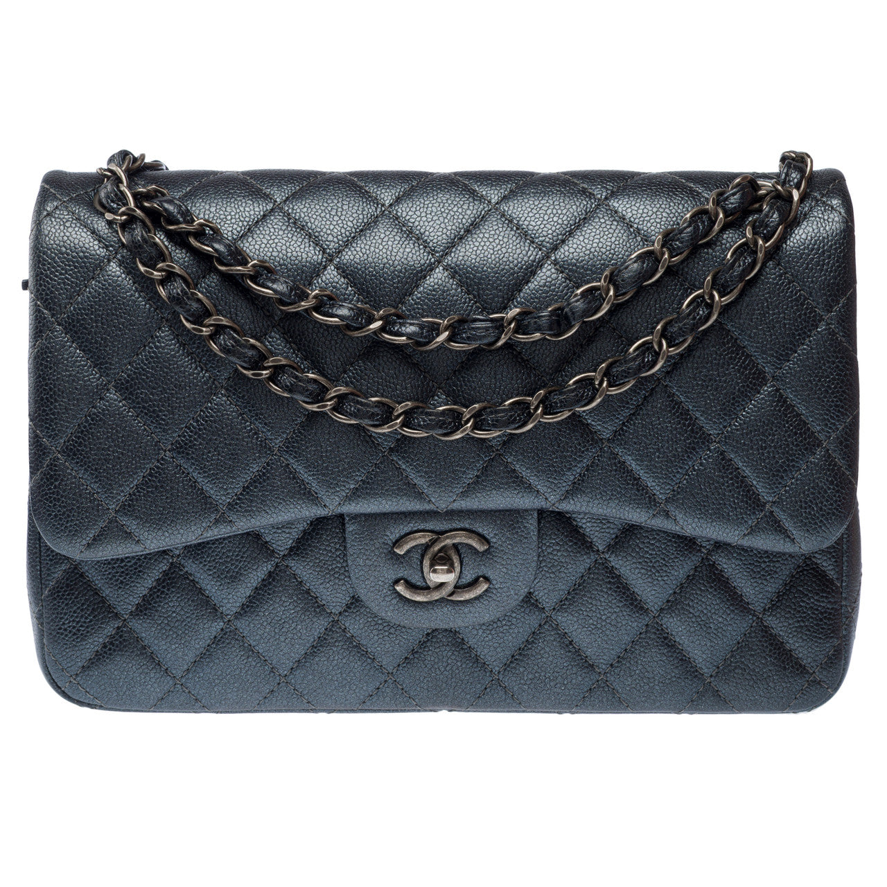 CHANEL Timeless/Classique Bag in Grey Leather - 103165
