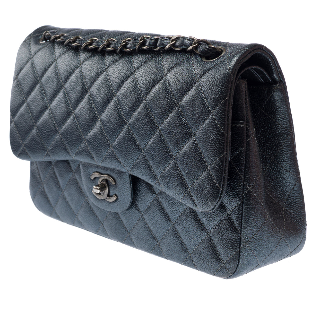 CHANEL Timeless/Classique Bag in Grey Leather - 103165