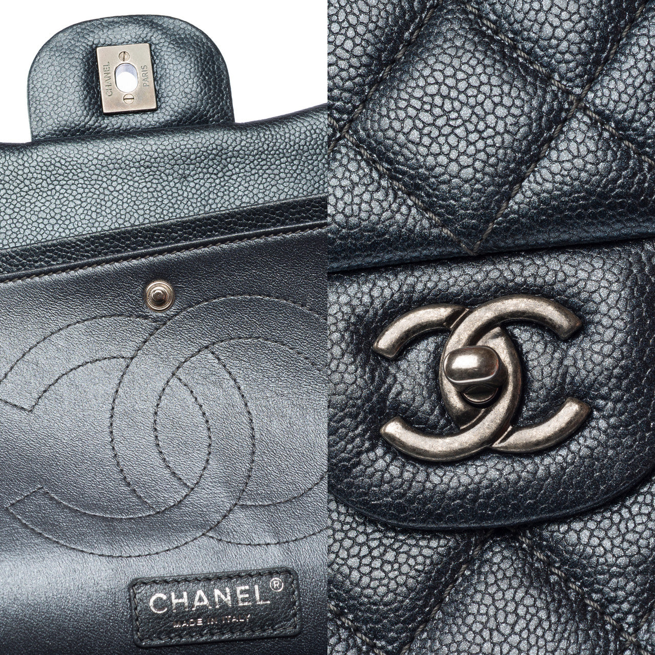 CHANEL Timeless/Classique Bag in Grey Leather - 103165