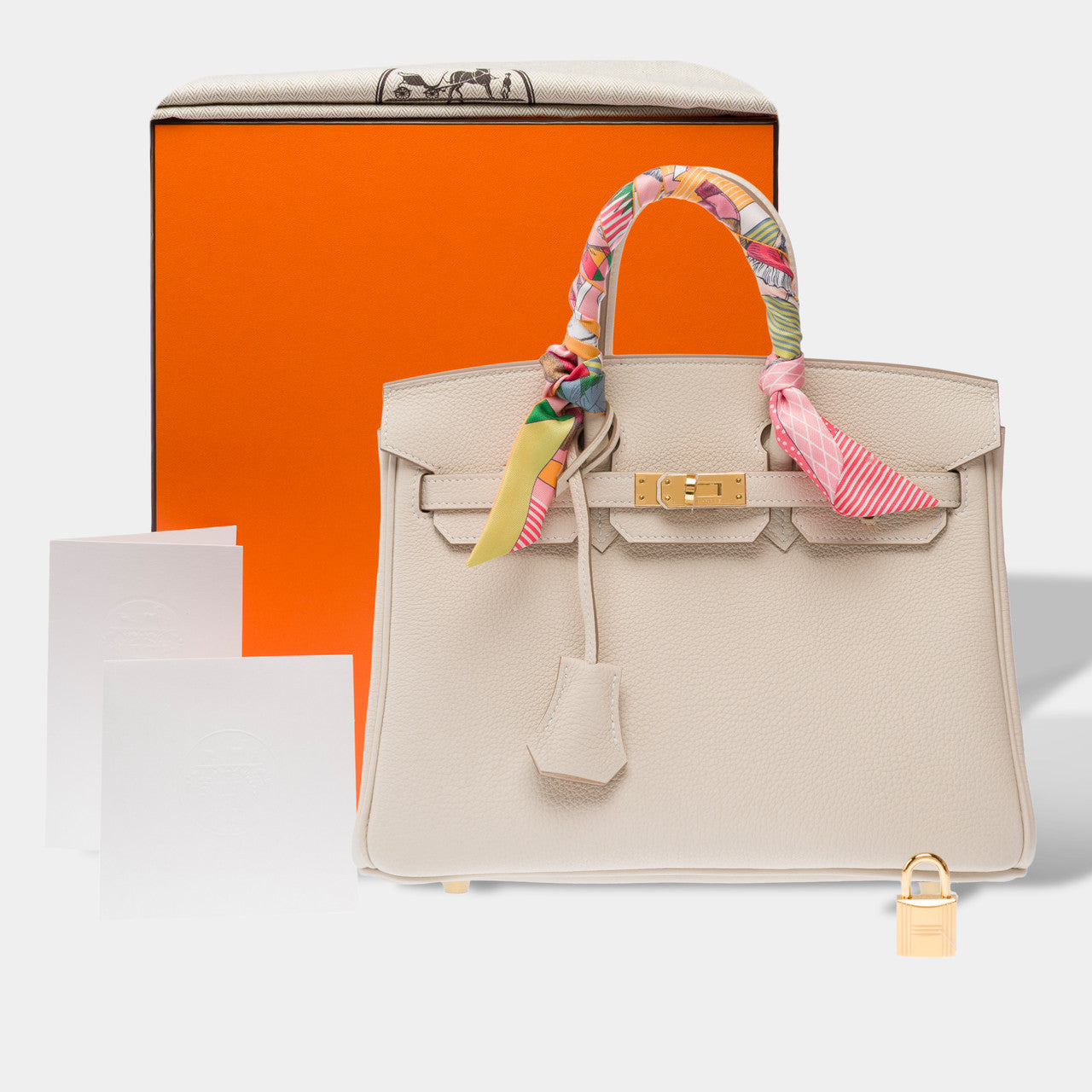 Sac HERMES Birkin 25 en Cuir Blanc - 103162