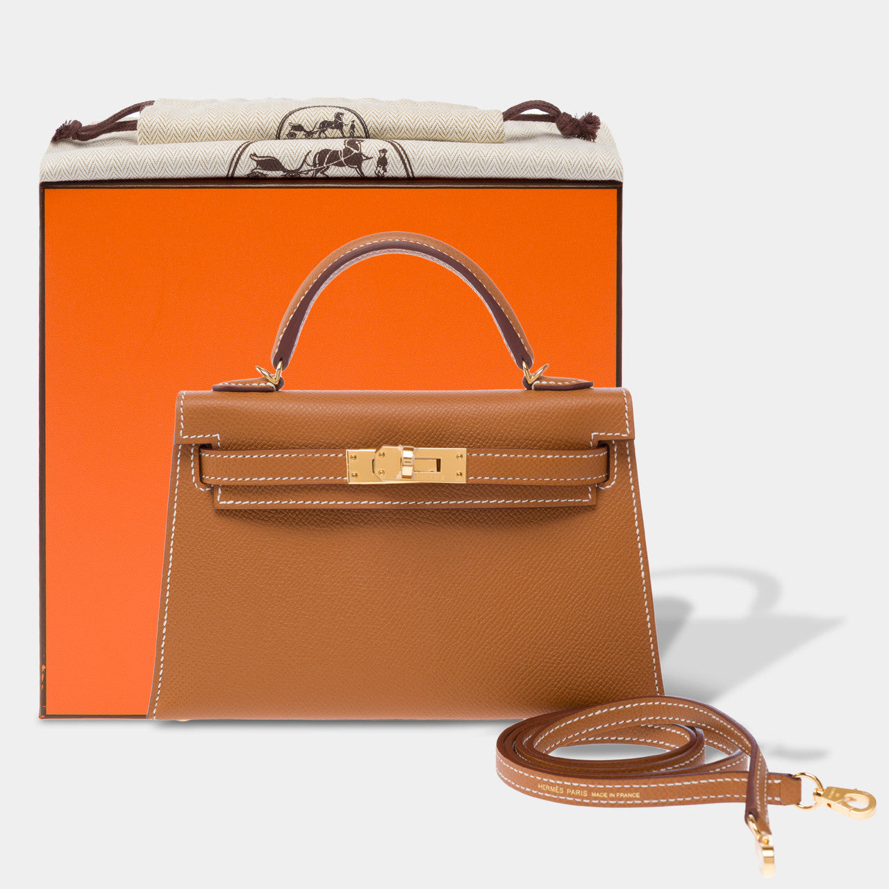 Sac HERMES Kelly Mini en Cuir Doré - 103160