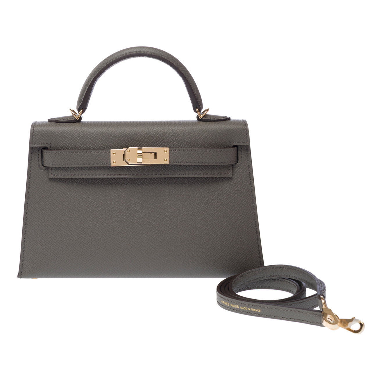 Sac HERMES Kelly Mini en Cuir Gris - 103157
