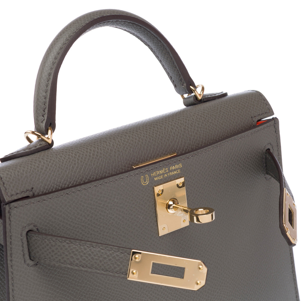 Sac HERMES Kelly Mini en Cuir Gris - 103157