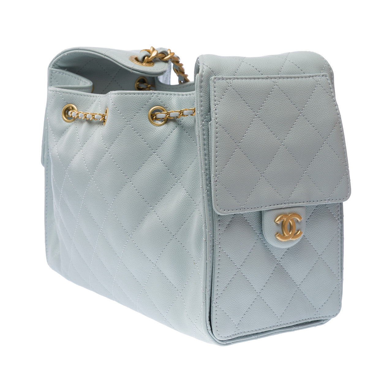 CHANEL Blue Leather Bag - 103163