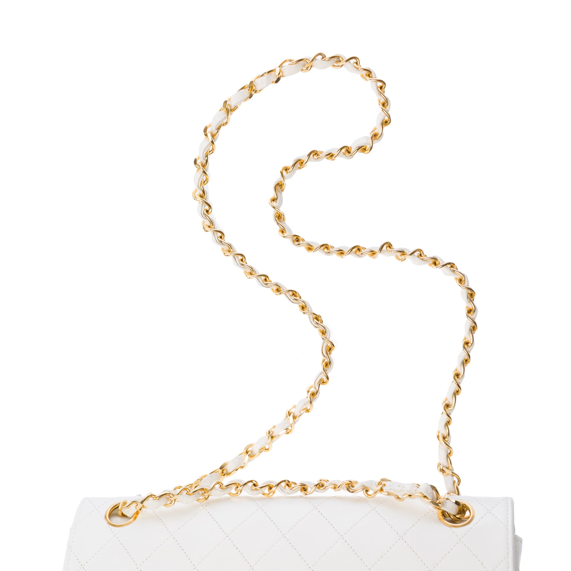 Sac CHANEL Timeless/Classique en Cuir Blanc - 103057