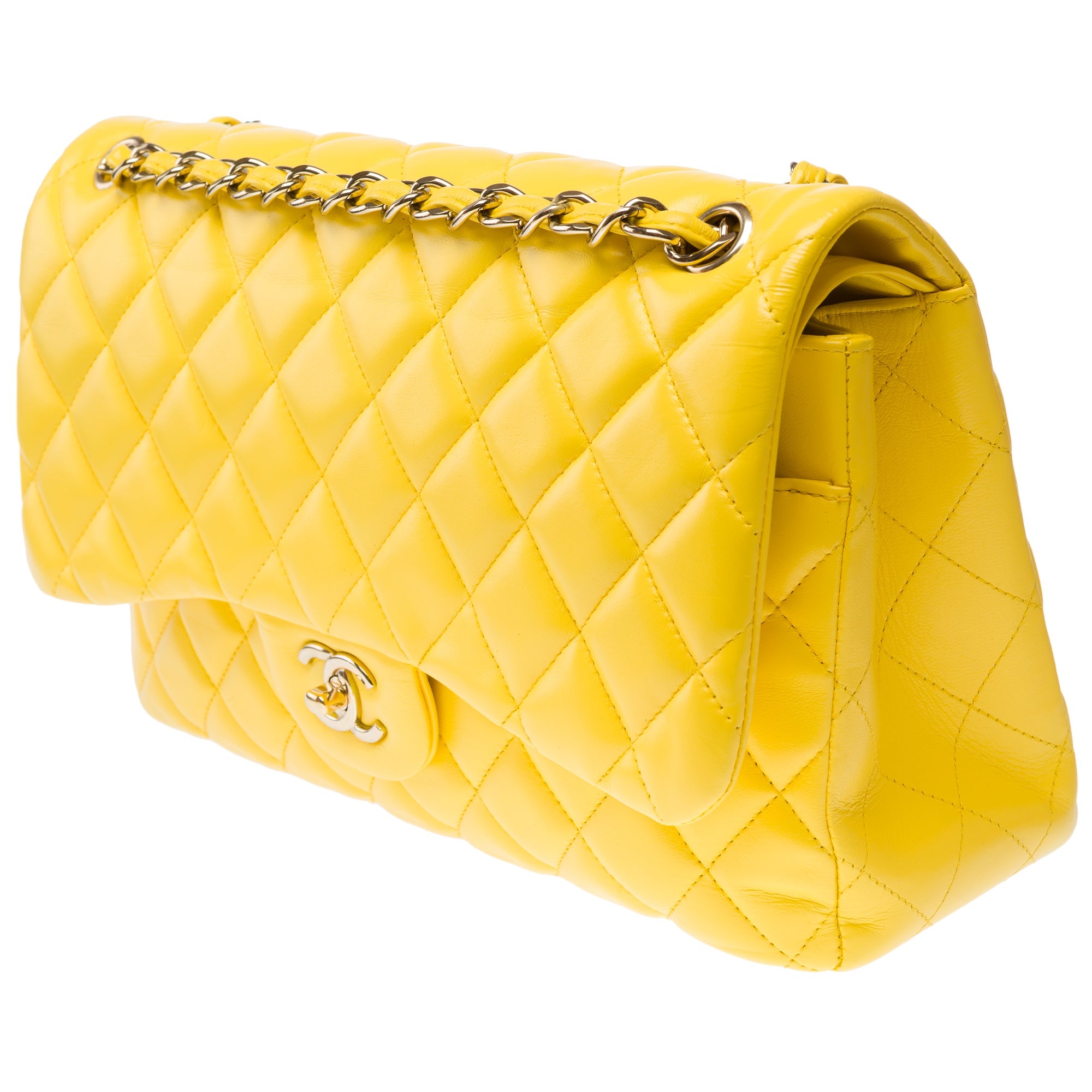 Sac CHANEL Timeless/Classique en Cuir Jaune - 103158