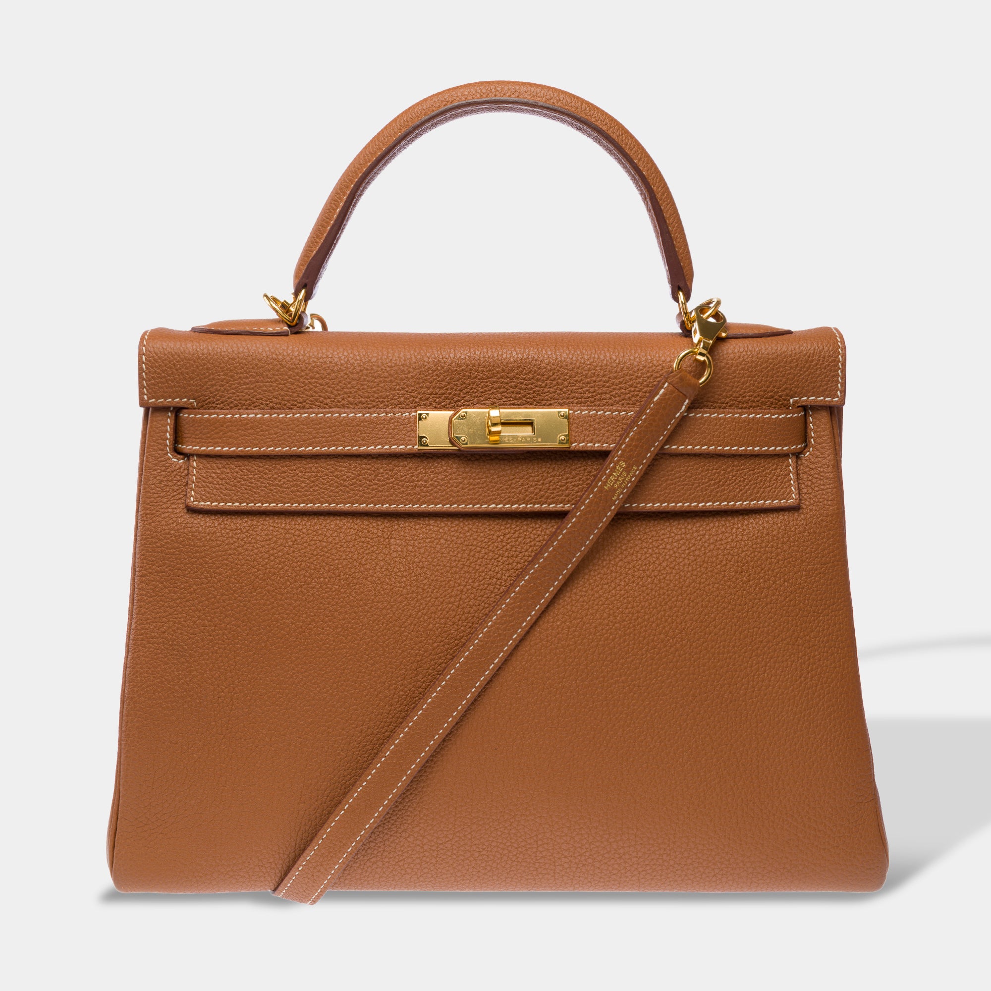 Sac HERMES Kelly 32 en Cuir Doré - 103188
