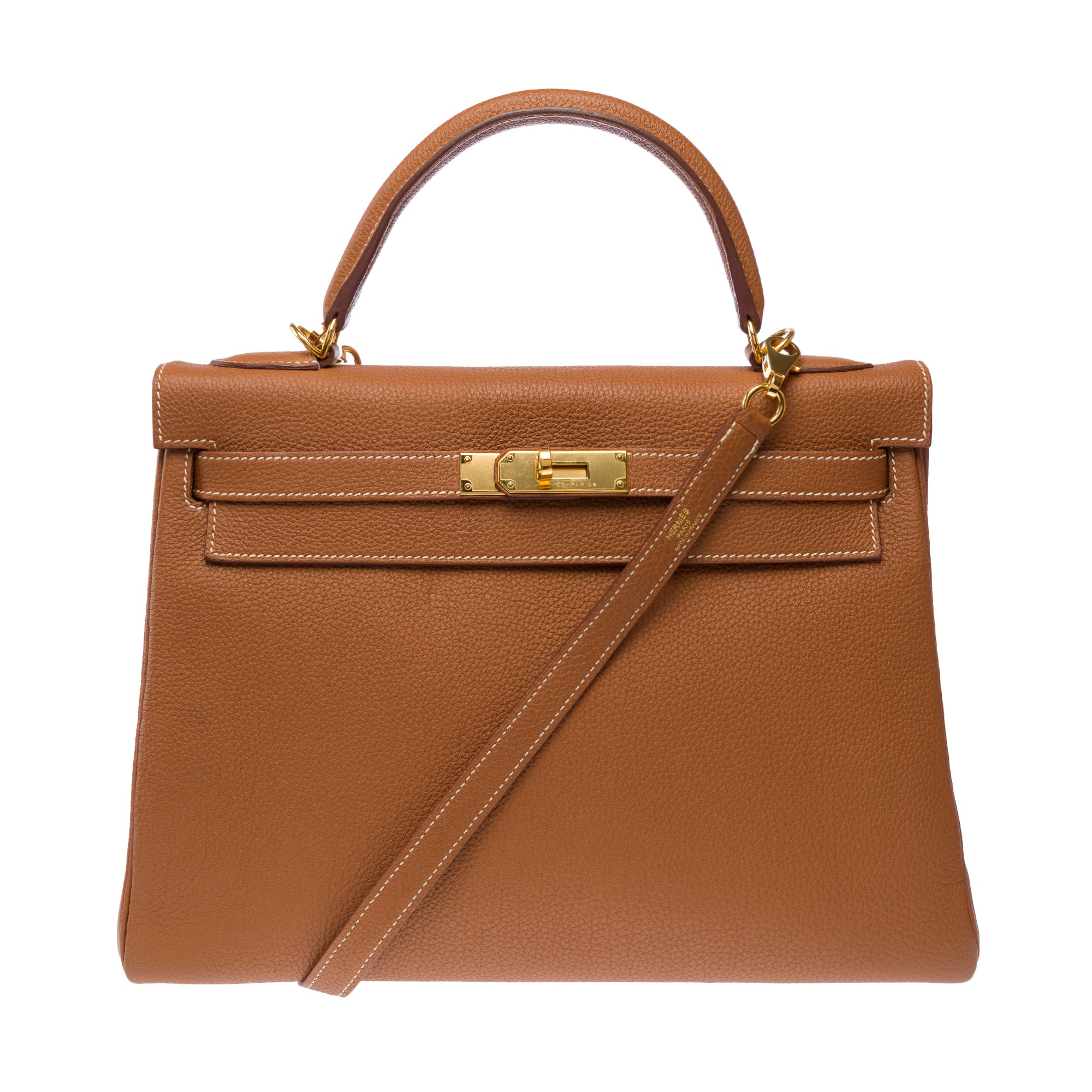 Sac HERMES Kelly 32 en Cuir Doré - 103188