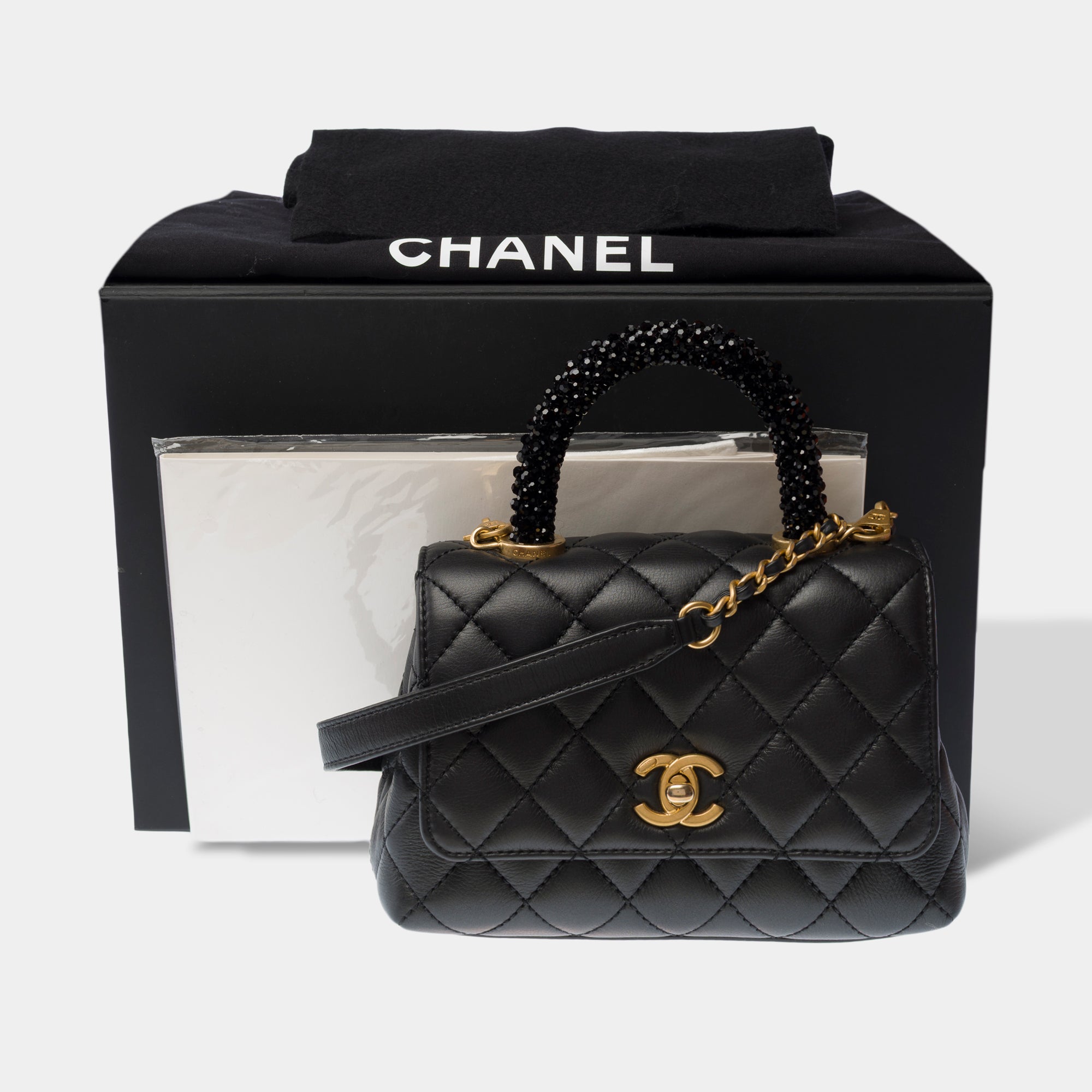 Sac CHANEL Coco Handle en Cuir Noir - 103186