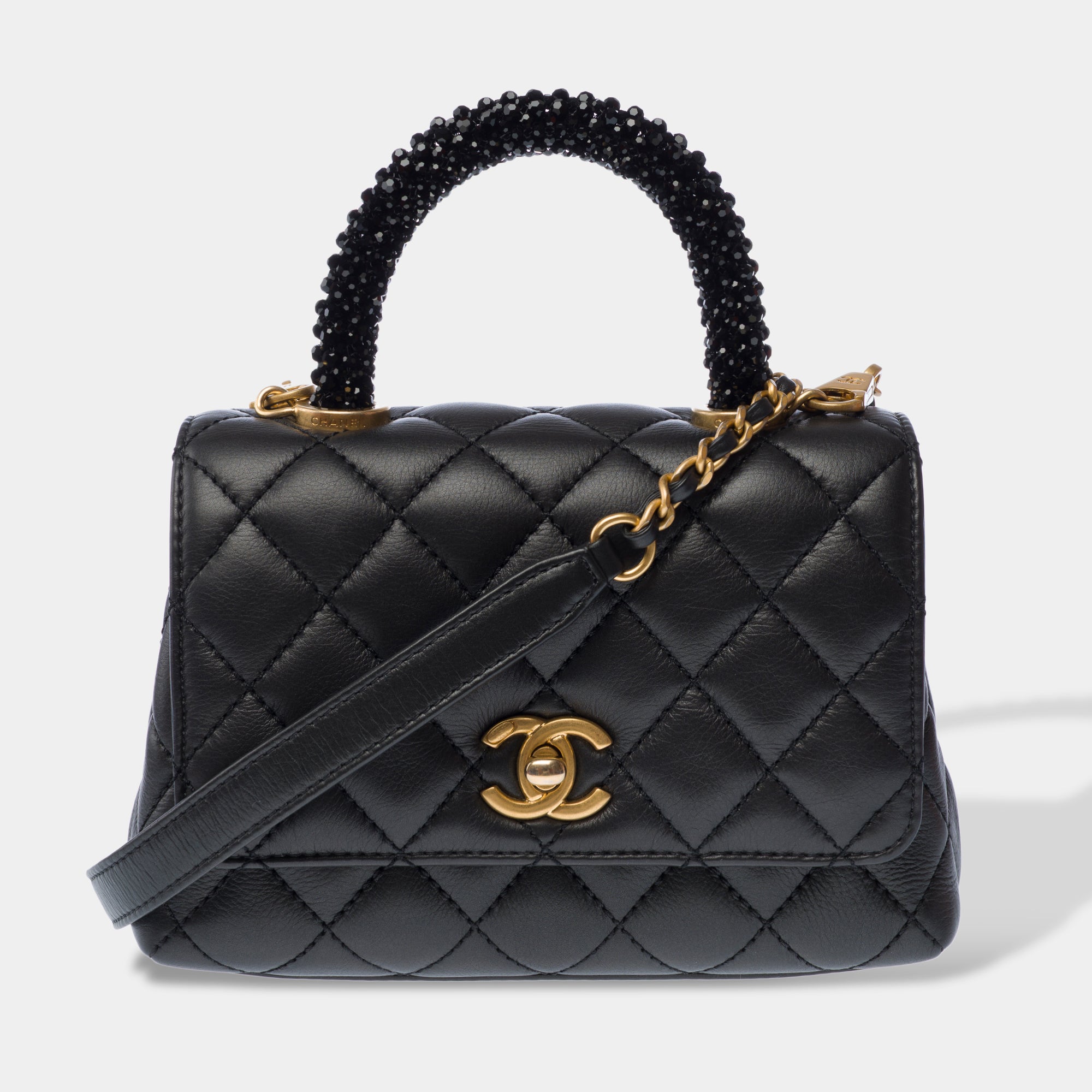 Sac CHANEL Coco Handle en Cuir Noir - 103186