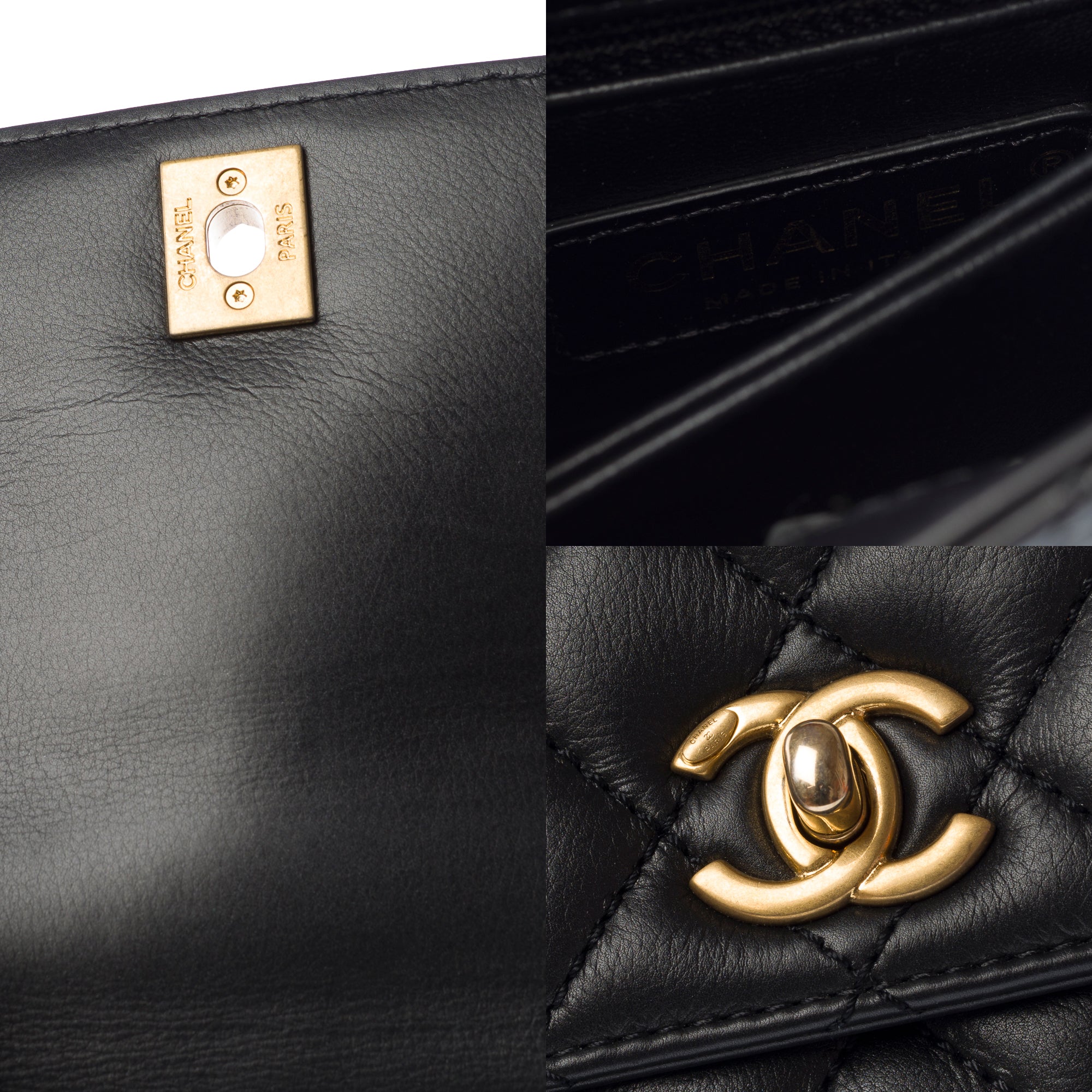 Sac CHANEL Coco Handle en Cuir Noir - 103186