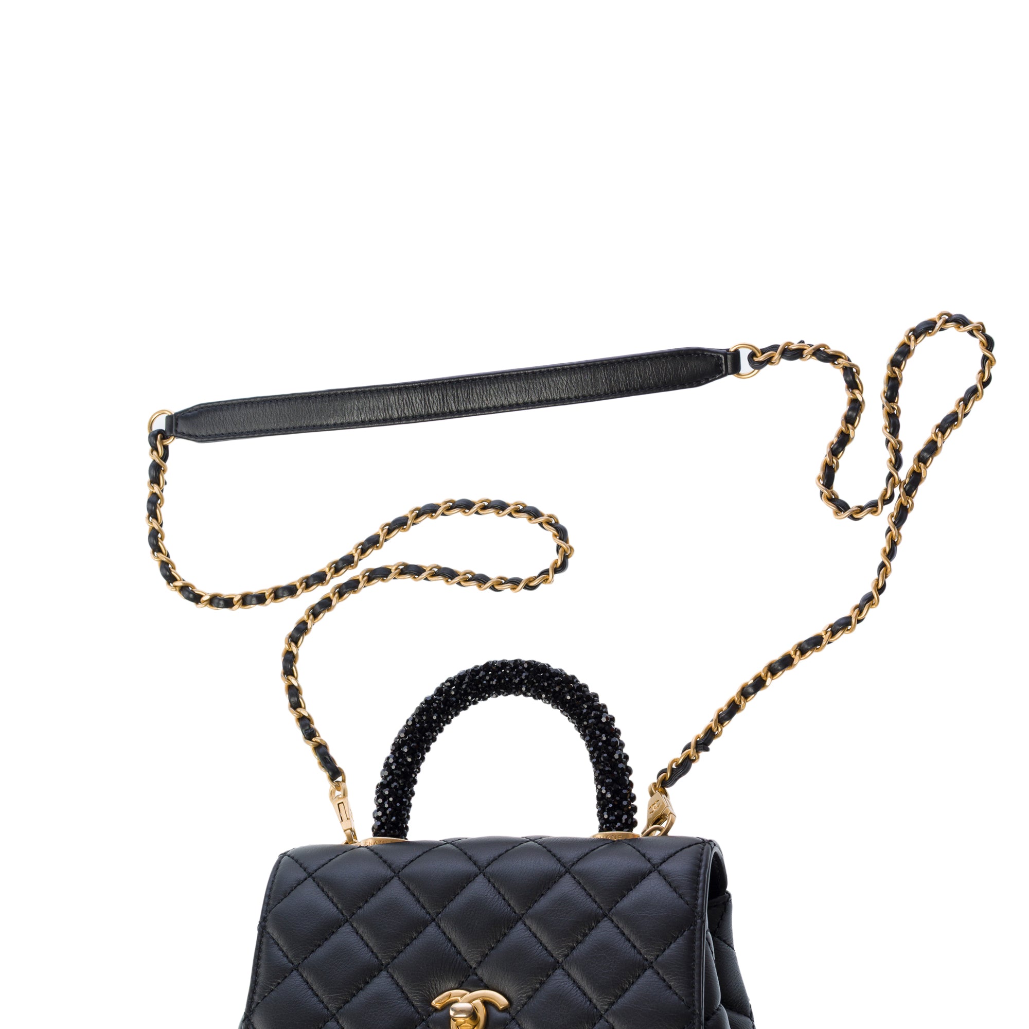 Sac CHANEL Coco Handle en Cuir Noir - 103186