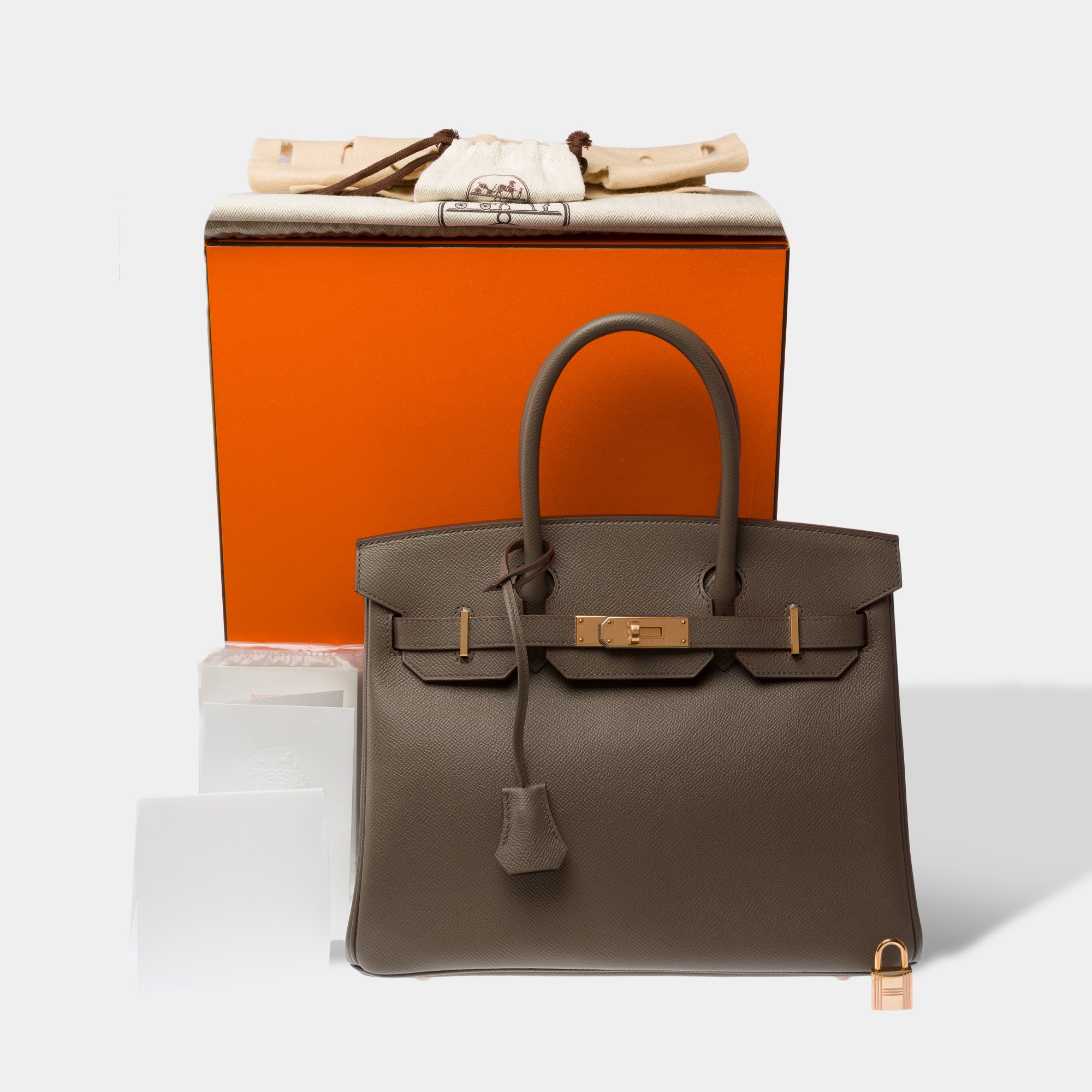 Sac HERMES Birkin 30 en Cuir Gris - 103190