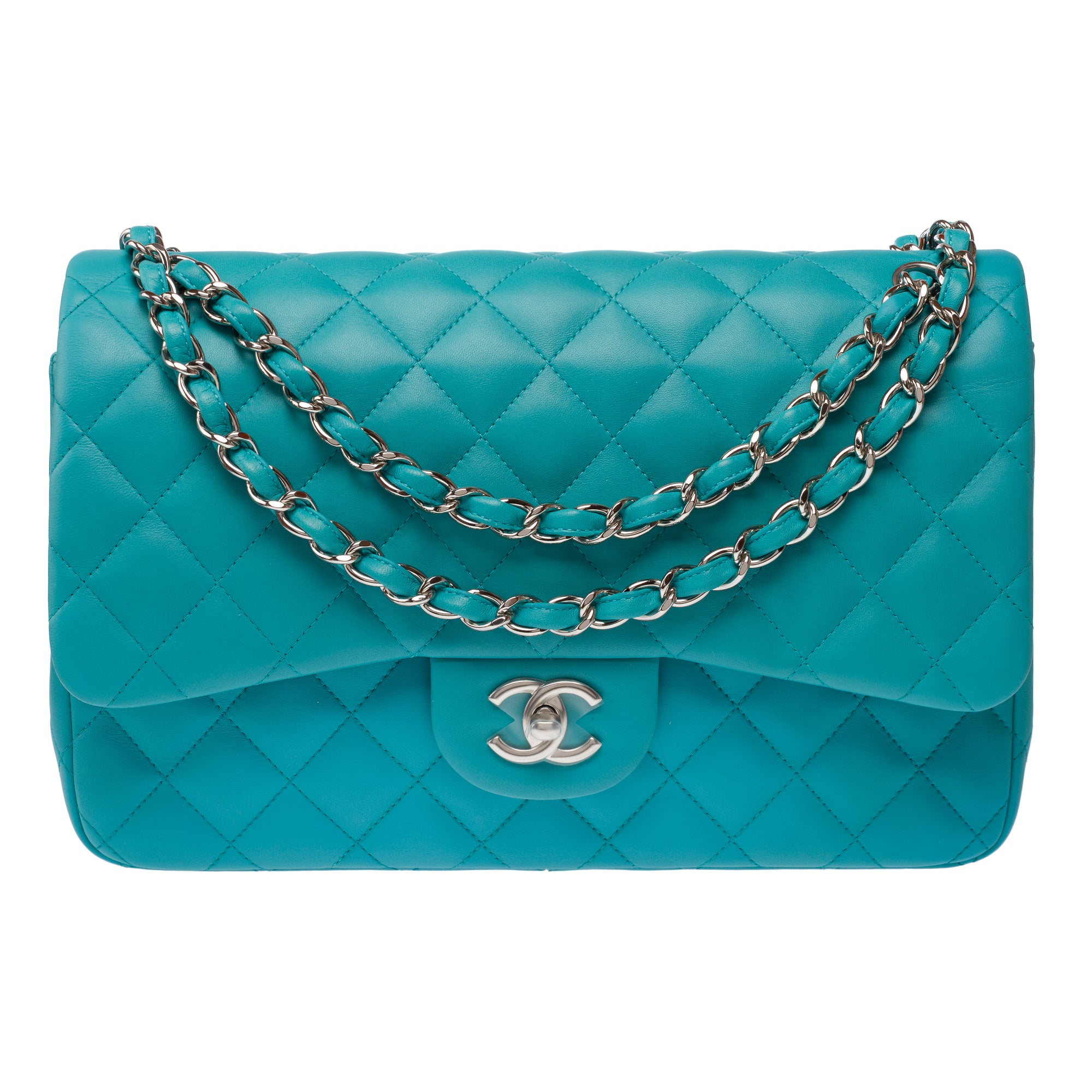 Sac CHANEL Timeless/Classique en Cuir Bleu - 103199