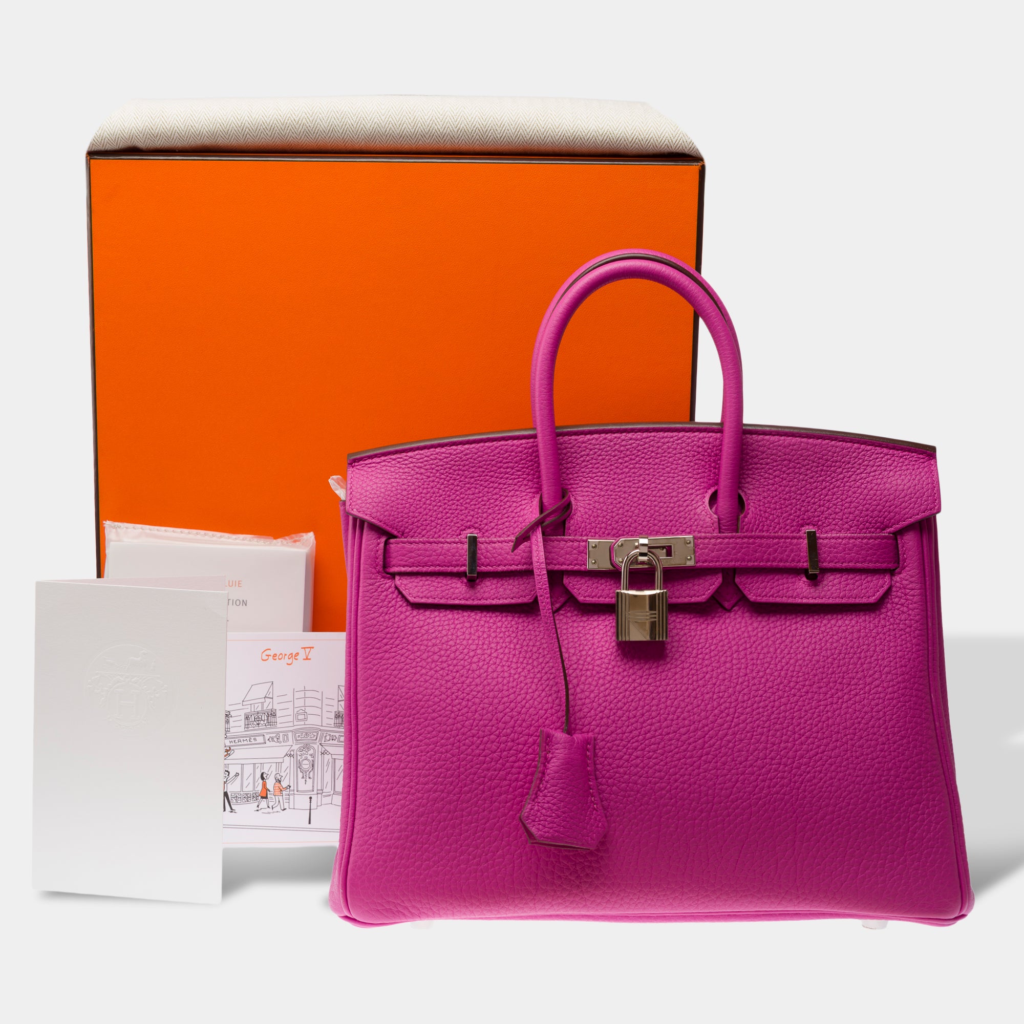 Sac HERMES Birkin 25 en Cuir Rose - 103208