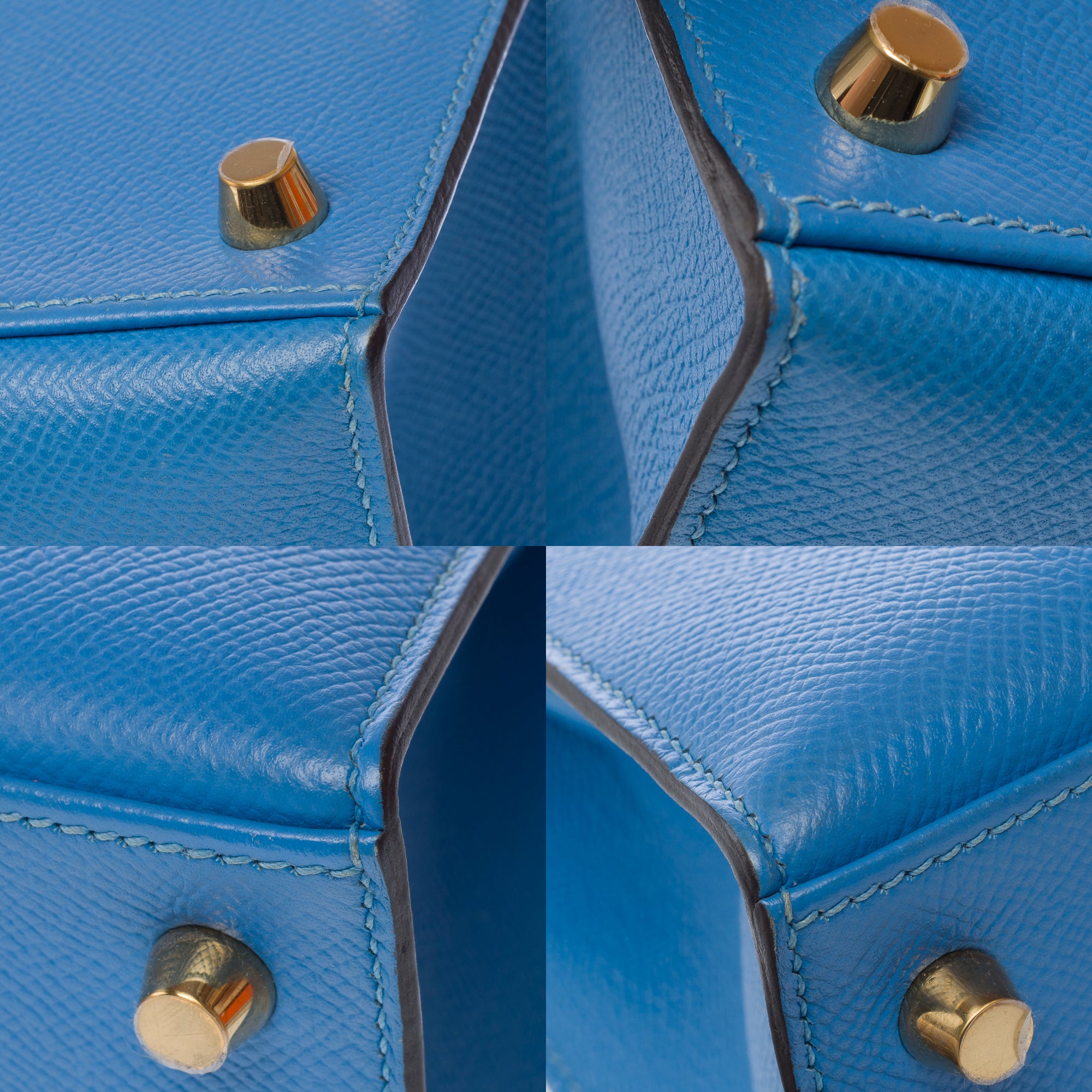 Sac HERMES Kelly 25 en Cuir Bleu - 103213