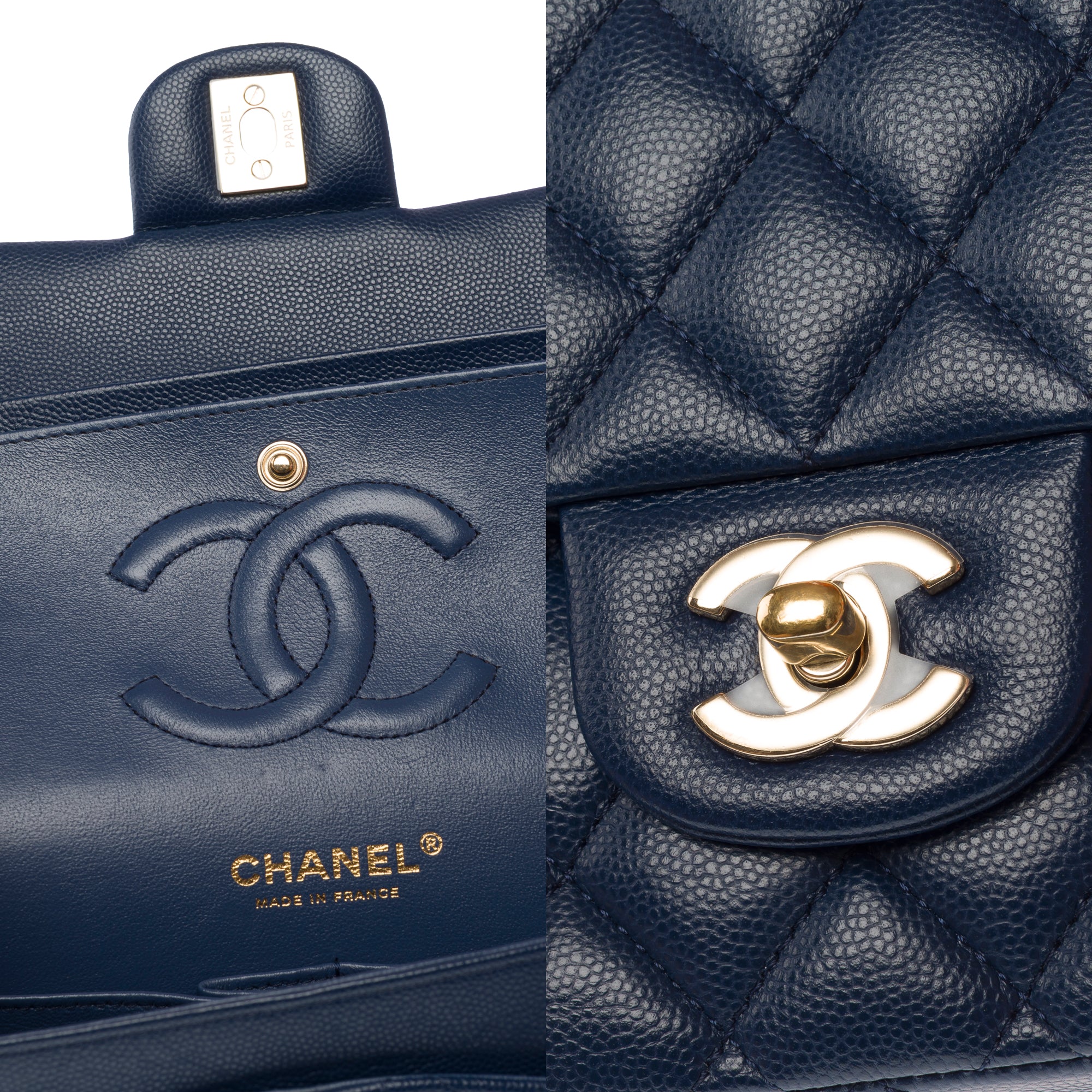 Sac CHANEL Timeless/Classique en Cuir Bleu Marine - 103210