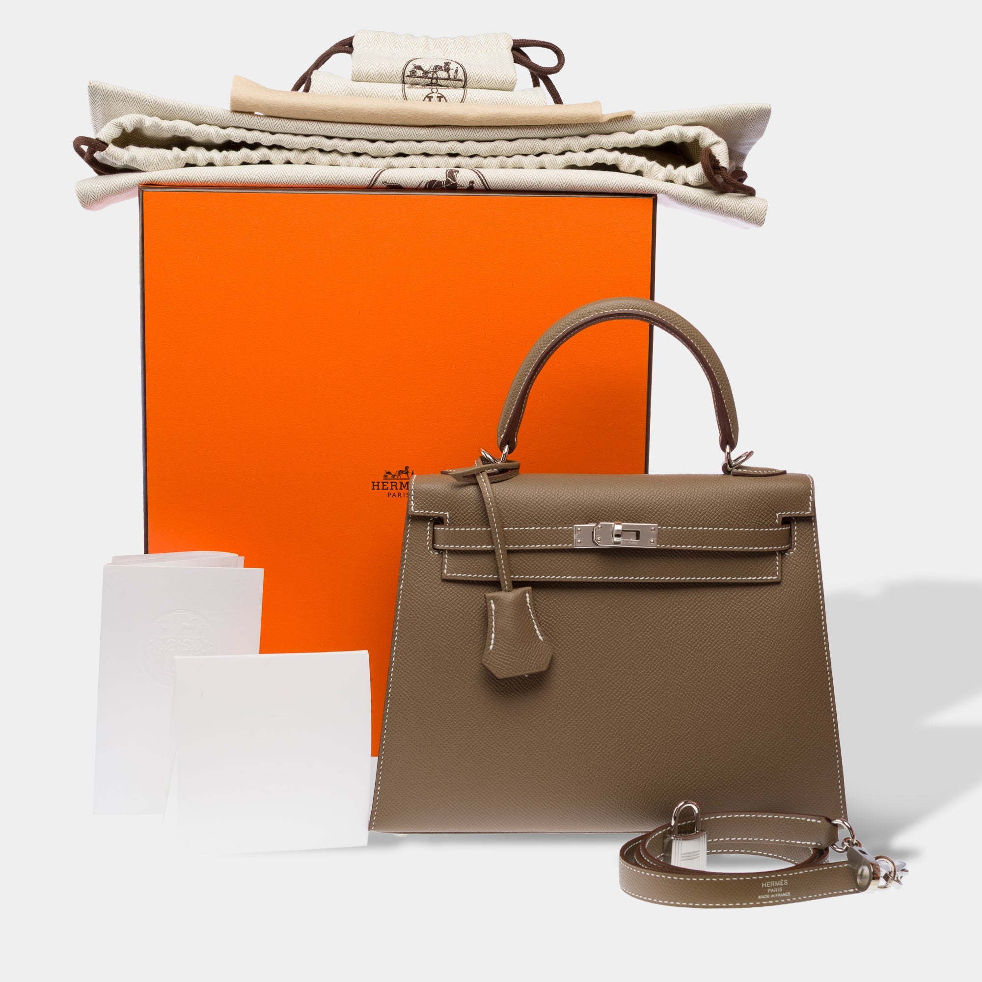 Sac HERMES Kelly 25 en Cuir Étoupe - 103212