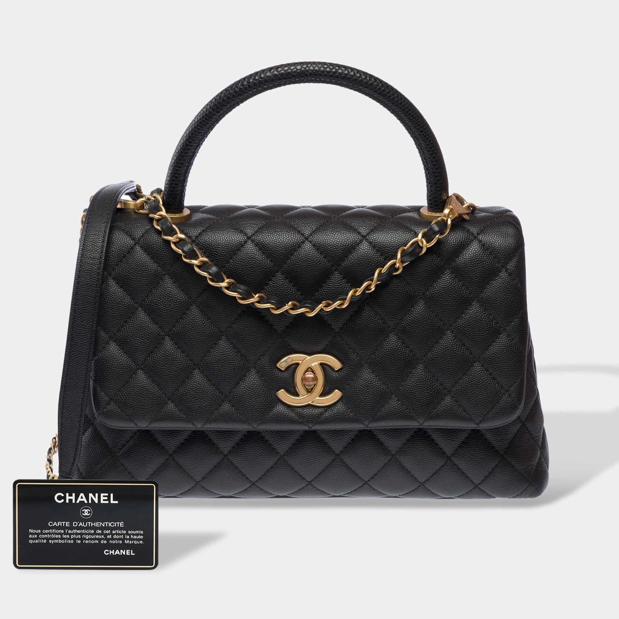 Sac CHANEL Coco Handle en Cuir Noir - 103193