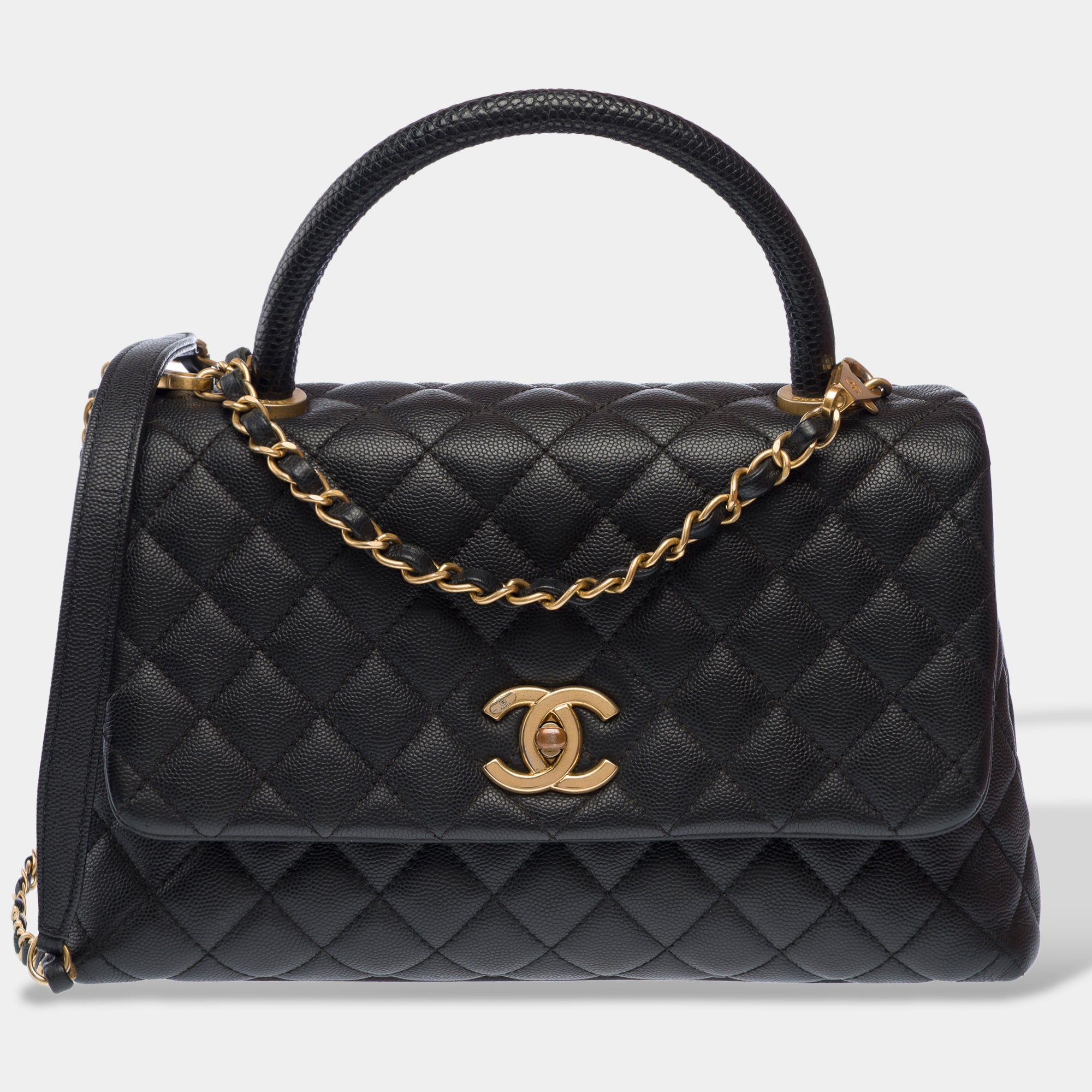 Sac CHANEL Coco Handle en Cuir Noir - 103193